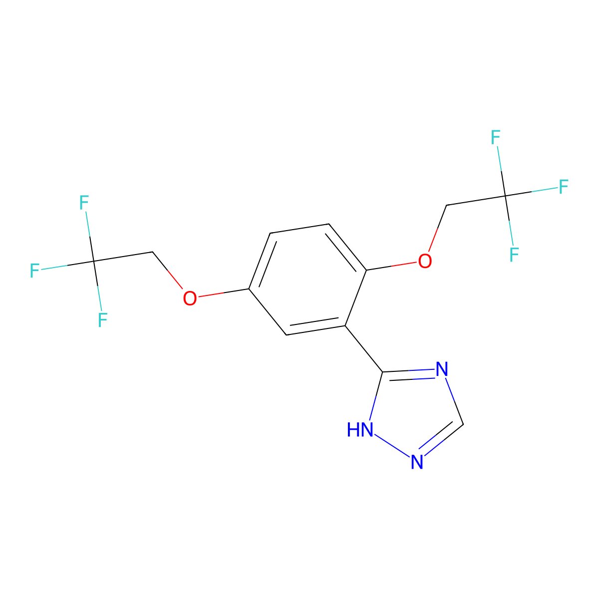 5-[2,5-bis(2,2,2-trifluoroethoxy)phenyl]-1H-1,2,4-triazole molecular structure, CAS 338394-09-5