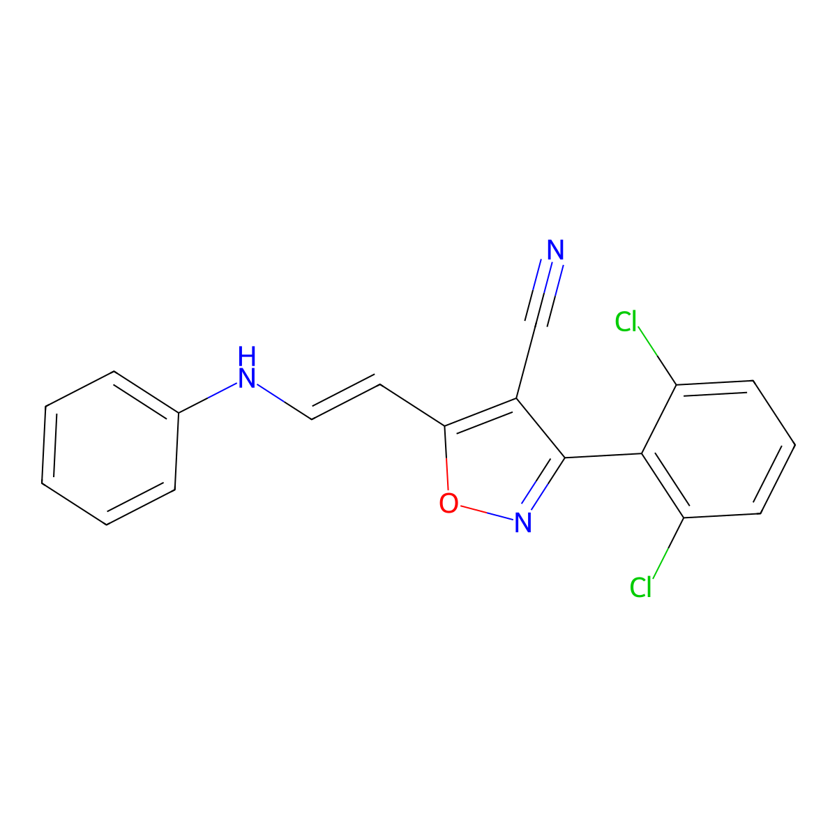 5-(2-Anilinovinyl)-3-(2,6-dichlorophenyl)-4-isoxazolecarbonitrile molecular structure, CAS 338394-19-7