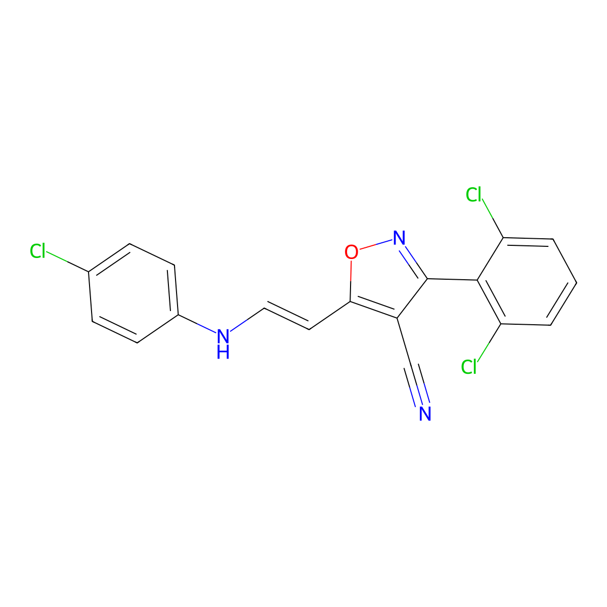 5-[2-(4-Chloroanilino)vinyl]-3-(2,6-dichlorophenyl)-4-isoxazolecarbonitrile molecular structure, CAS 338394-20-0
