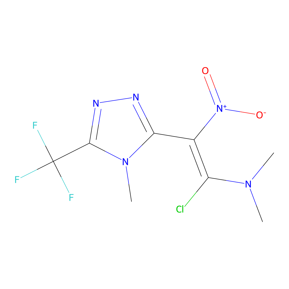 (E)-1-chloro-N,N-dimethyl-2-[4-methyl-5-(trifluoromethyl)-1,2,4-triazol-3-yl]-2-nitroethenamine molecular structure, CAS 338394-22-2