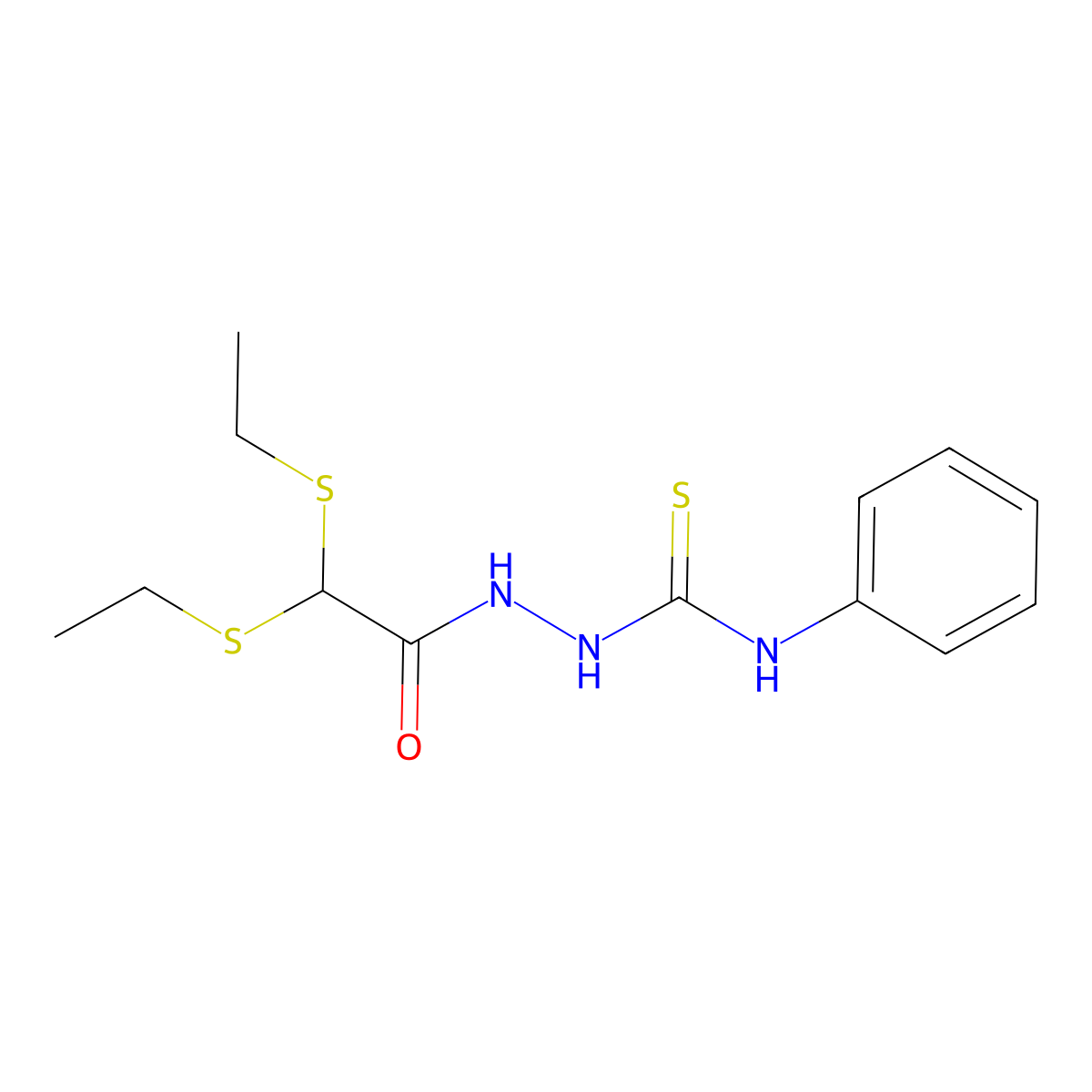 2-[2,2-bis(ethylsulfanyl)acetyl]-N-phenyl-1-hydrazinecarbothioamide molecular structure, CAS 338394-30-2