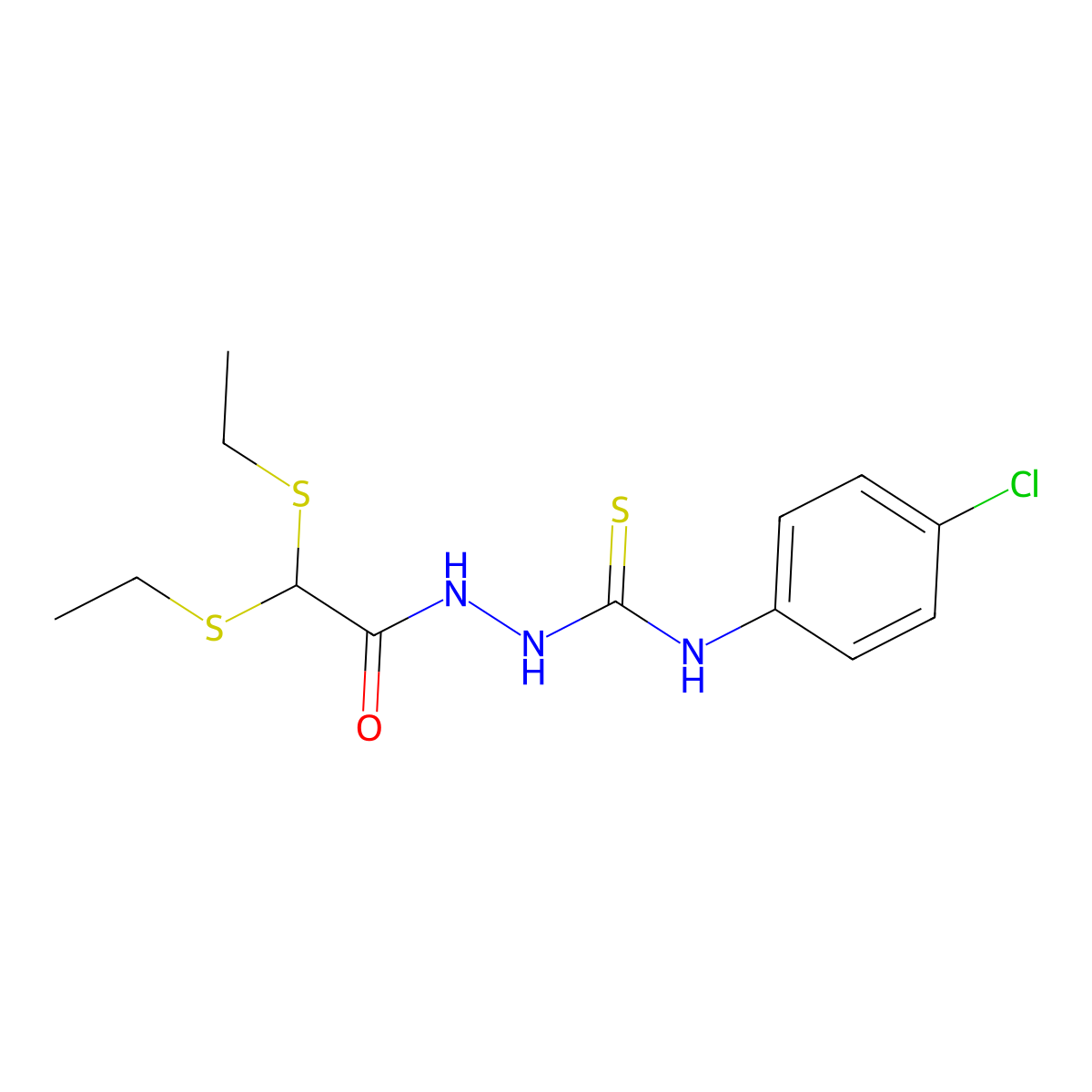 2-[2,2-bis(ethylsulfanyl)acetyl]-N-(4-chlorophenyl)-1-hydrazinecarbothioamide molecular structure, CAS 338394-33-5