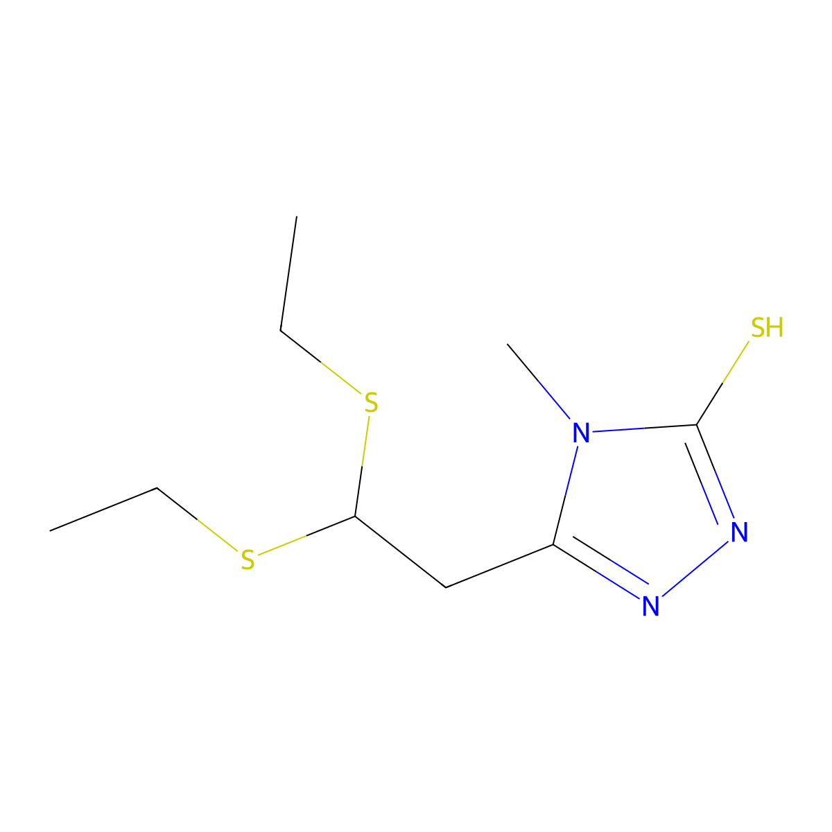 5-[2,2-bis(ethylsulfanyl)ethyl]-4-methyl-4H-1,2,4-triazole-3-thiol molecular structure, CAS 338394-36-8