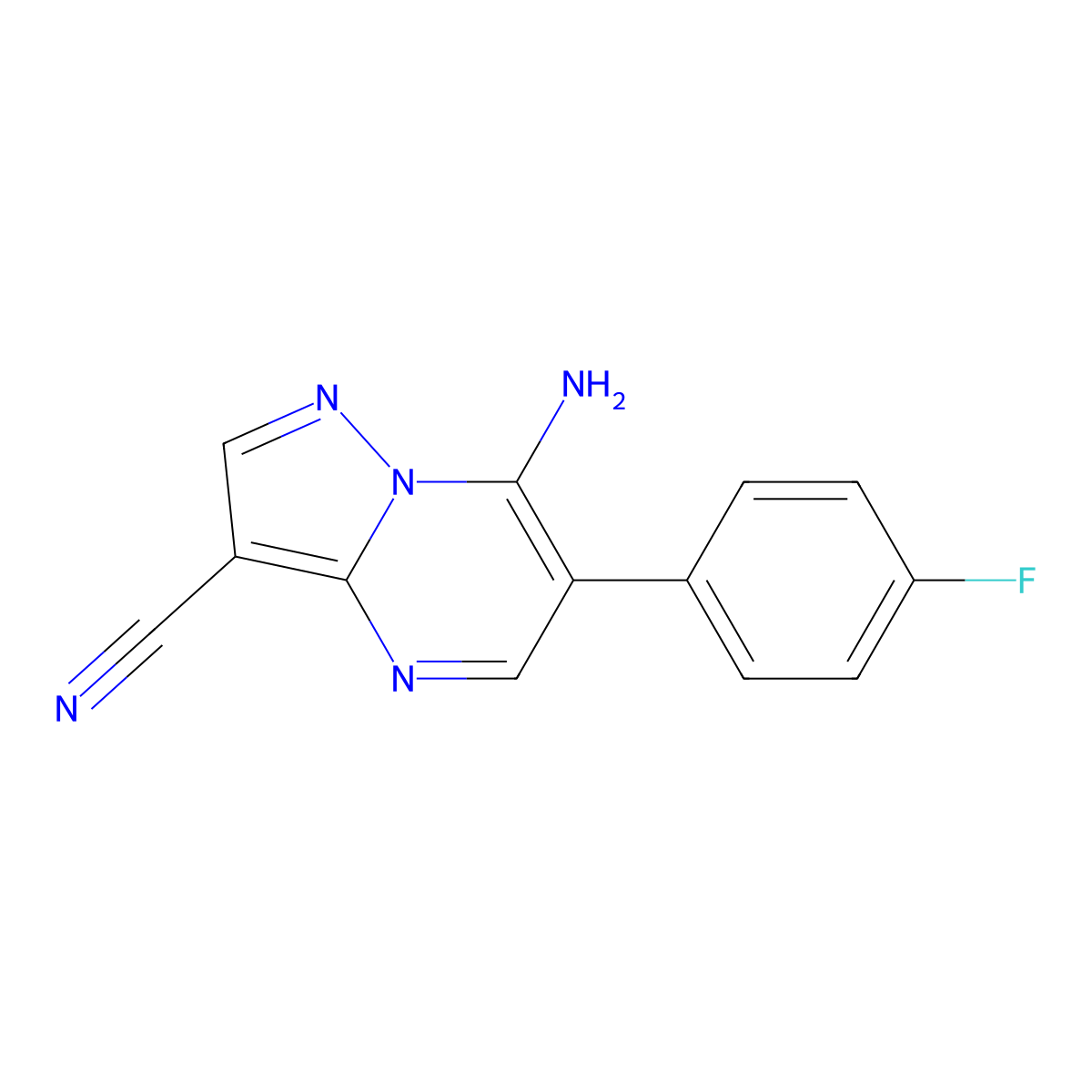 7-Amino-6-(4-fluorophenyl)pyrazolo[1,5-a]pyrimidine-3-carbonitrile molecular structure, CAS 338394-46-0
