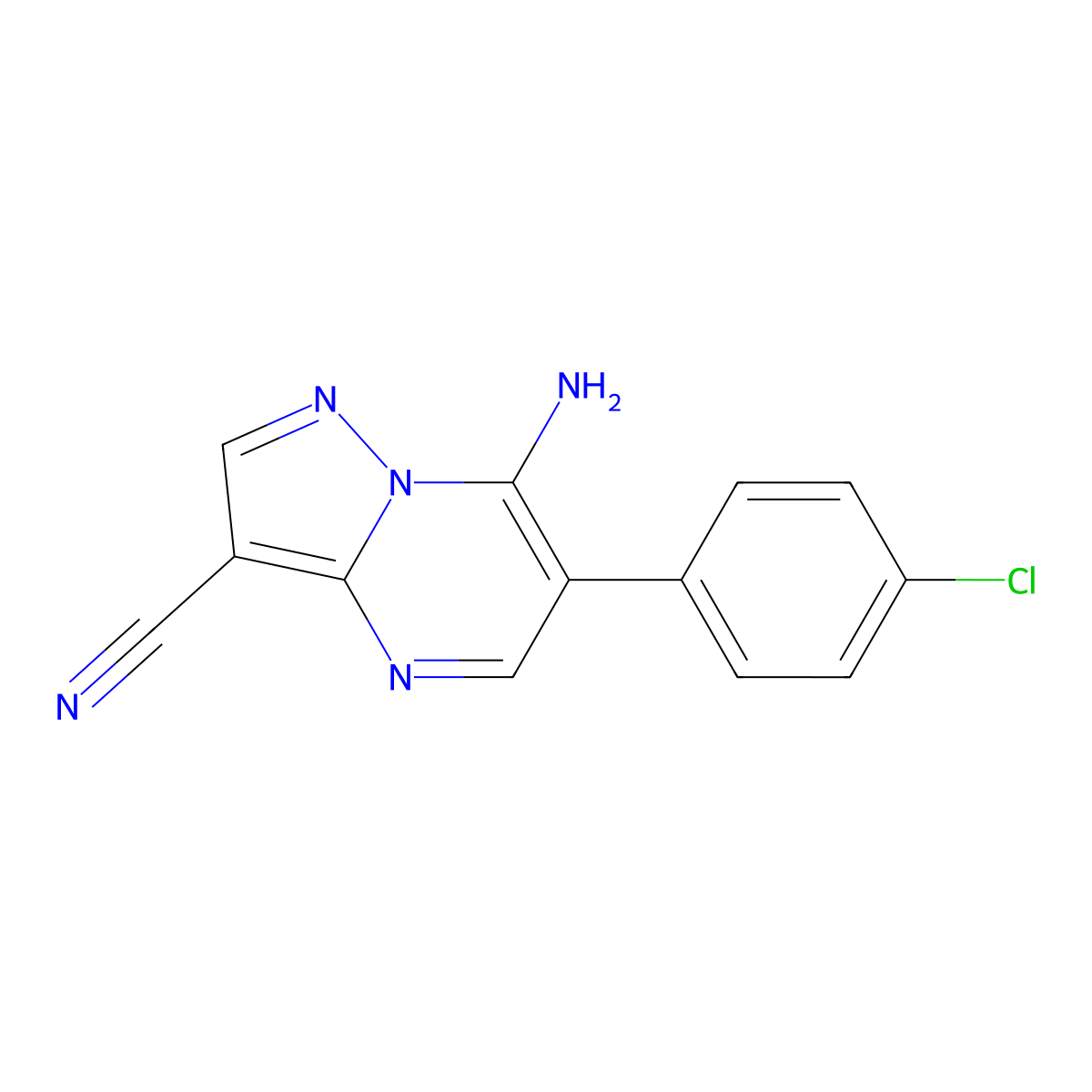 7-Amino-6-(4-chlorophenyl)pyrazolo[1,5-a]pyrimidine-3-carbonitrile molecular structure, CAS 338394-47-1