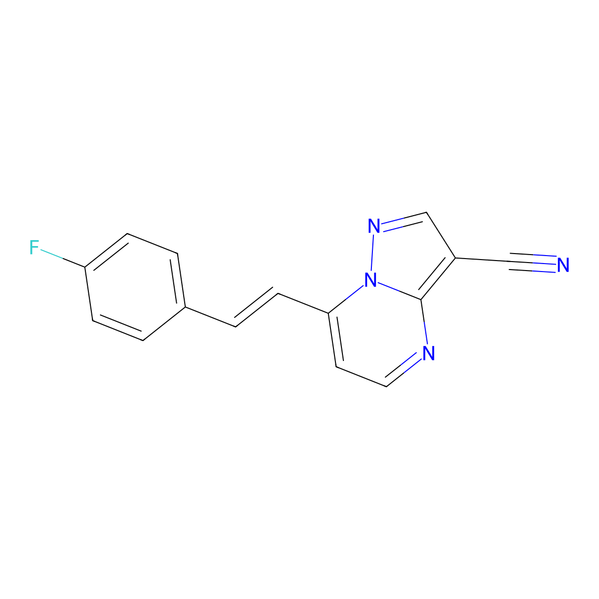 7-(2-(4-Fluorophenyl)ethenyl)pyrazolo(1,5-a)pyrimidine-3-carbonitrile molecular structure, CAS 338394-49-3