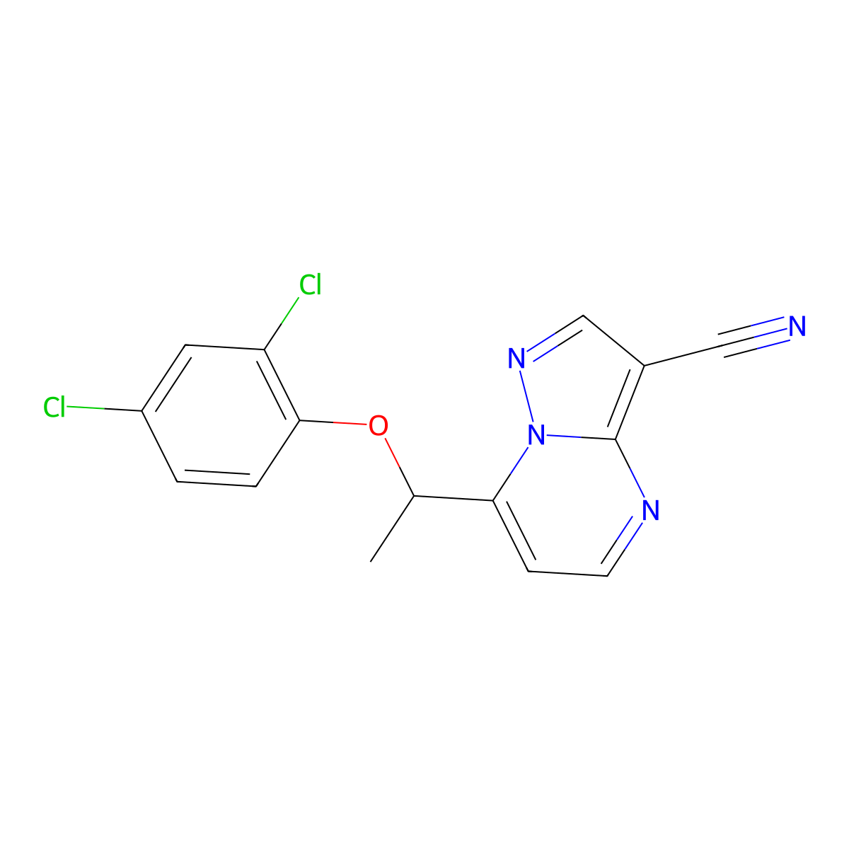 7-[1-(2,4-Dichlorophenoxy)ethyl]pyrazolo[1,5-a]pyrimidine-3-carbonitrile molecular structure, CAS 338394-50-6