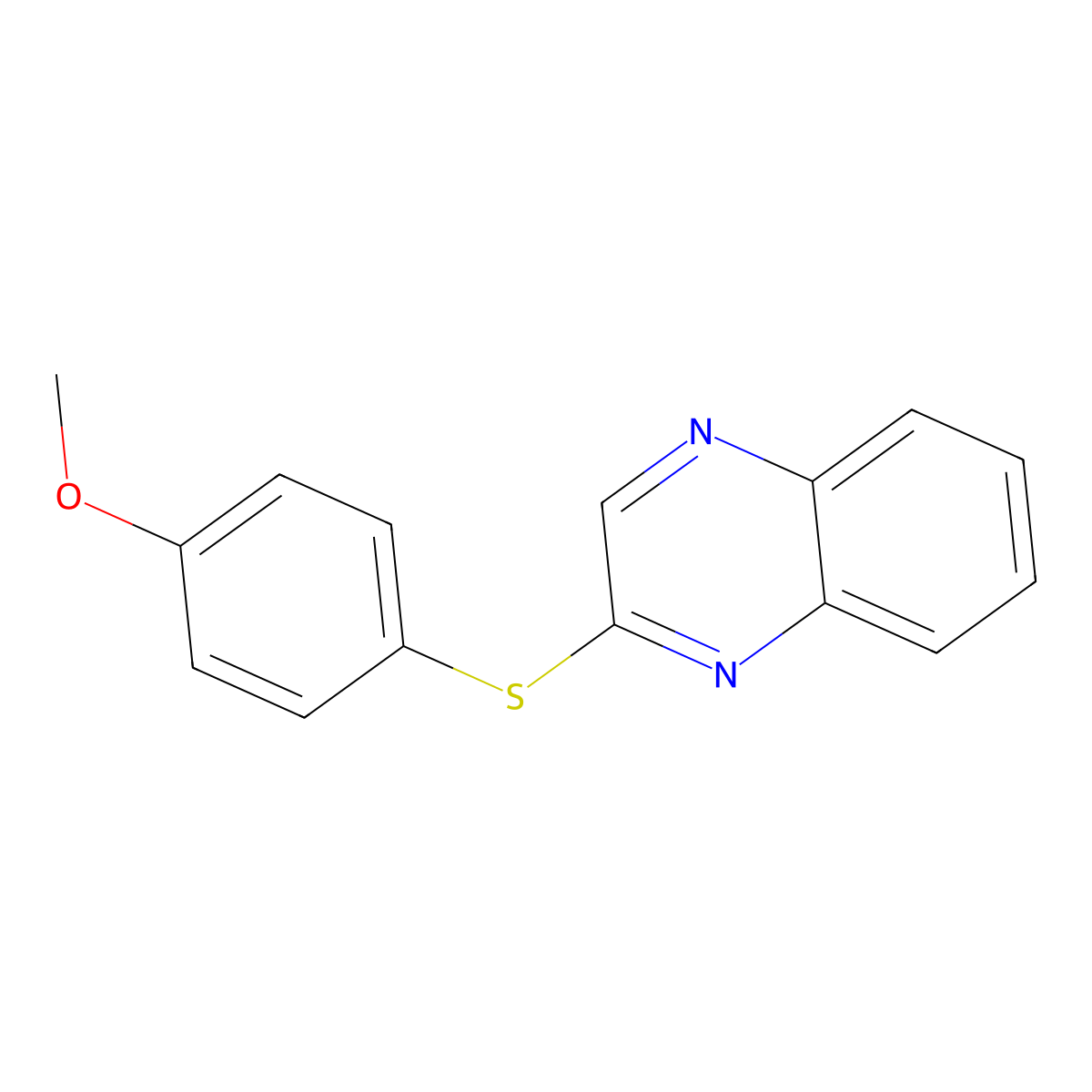 Methyl 4-(2-quinoxalinylsulfanyl)phenyl ether molecular structure, CAS 338394-60-8