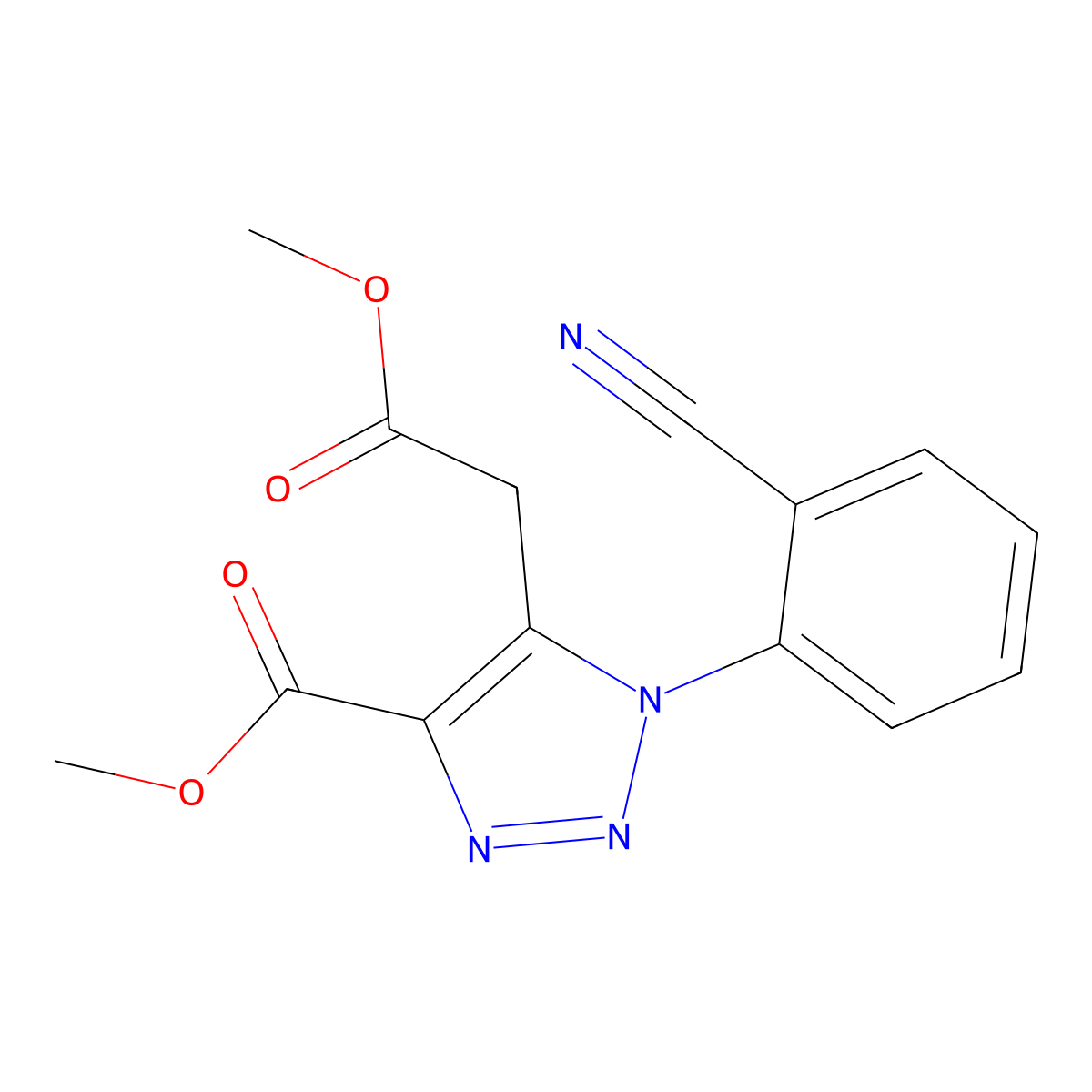 methyl 1-(2-cyanophenyl)-5-(2-methoxy-2-oxoethyl)-1H-1,2,3-triazole-4-carboxylate molecular structure, CAS 338394-65-3