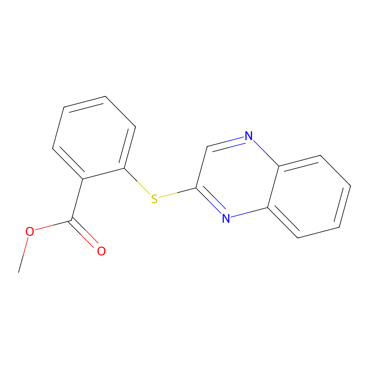 Methyl 2-(2-quinoxalinylsulfanyl)benzenecarboxylate molecular structure, CAS 338394-69-7