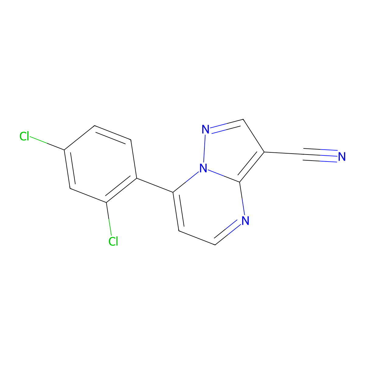 7-(2,4-Dichlorophenyl)pyrazolo[1,5-a]pyrimidine-3-carbonitrile molecular structure, CAS 338394-70-0
