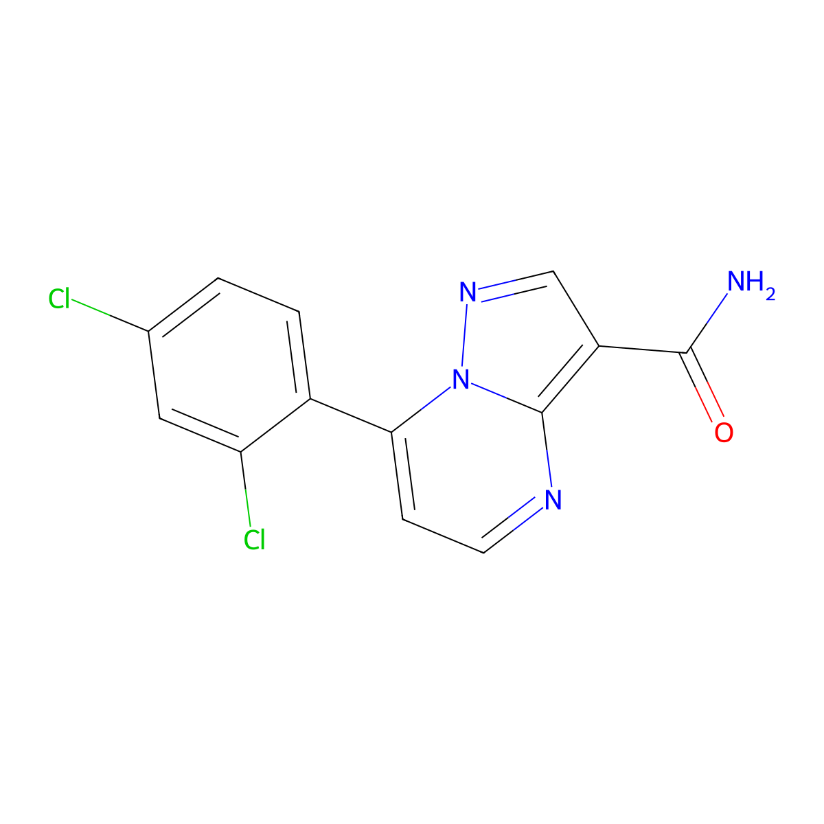 7-(2,4-Dichlorophenyl)pyrazolo[1,5-a]pyrimidine-3-carboxamide molecular structure, CAS 338394-73-3