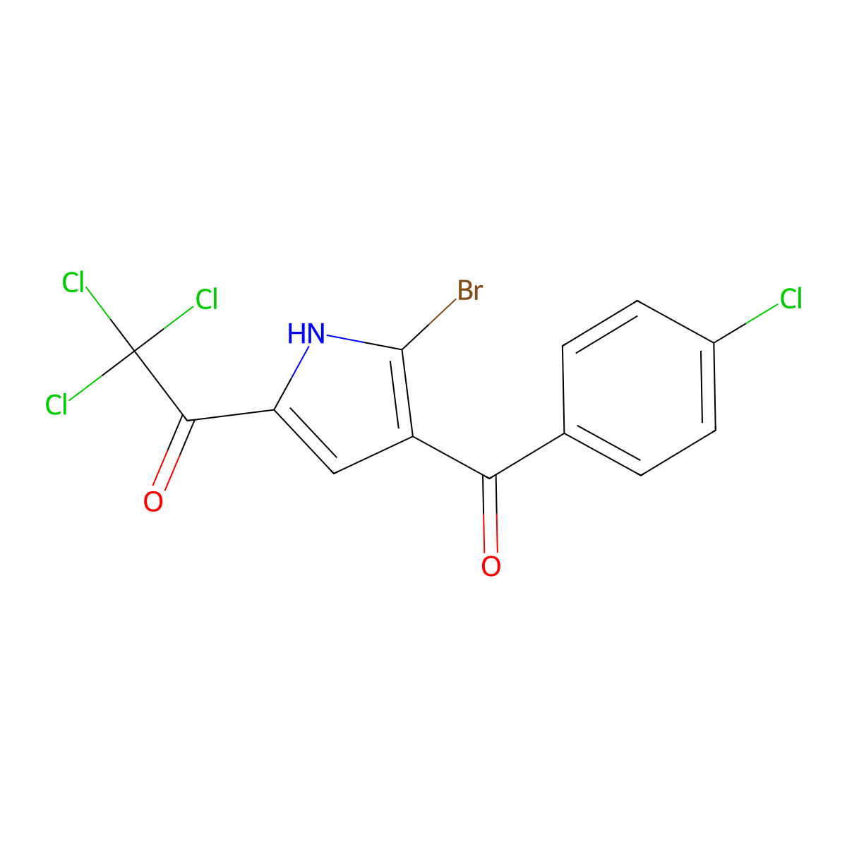 1-[5-bromo-4-(4-chlorobenzoyl)-1H-pyrrol-2-yl]-2,2,2-trichloroethanone molecular structure, CAS 338394-74-4