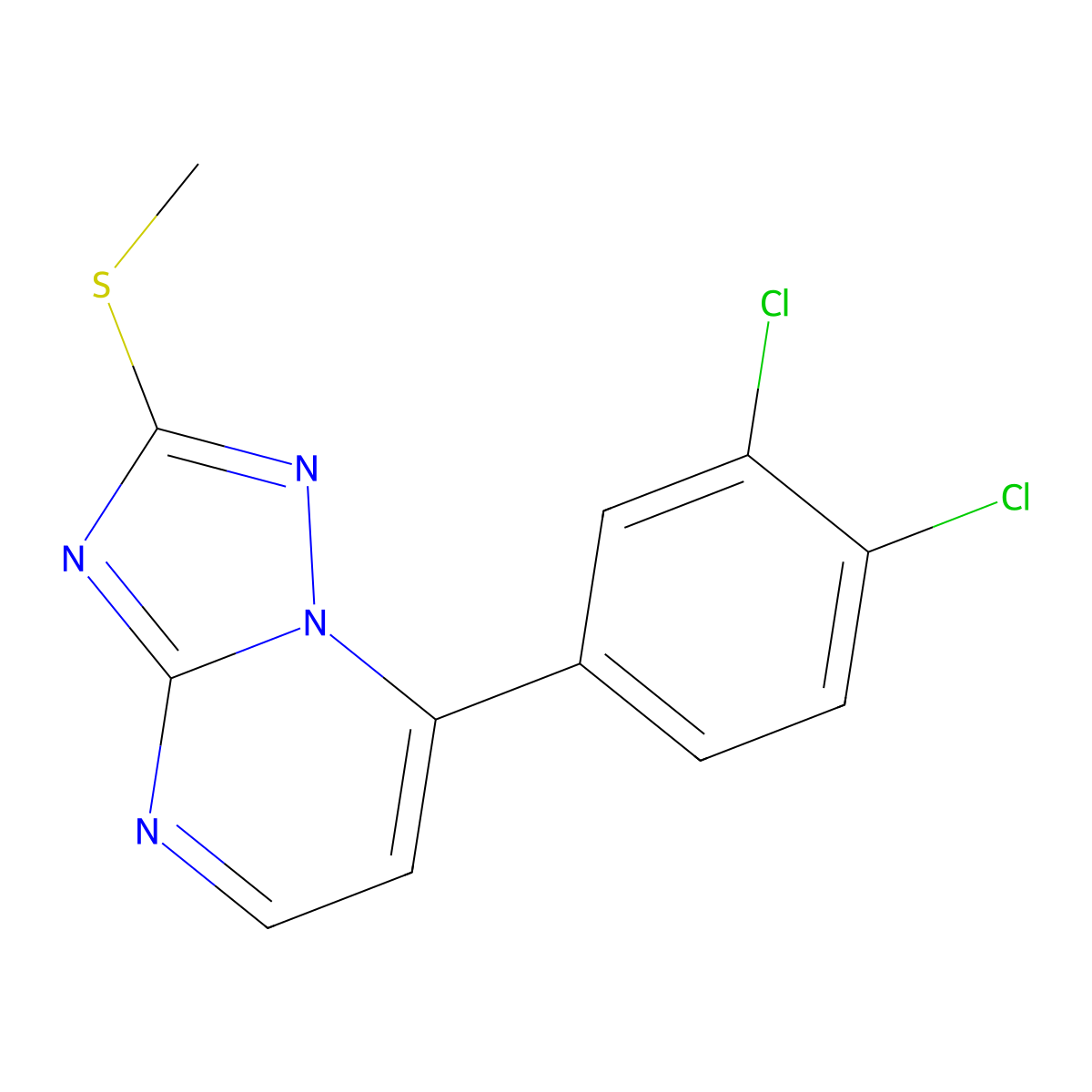 7-(3,4-Dichlorophenyl)-2-(methylthio)[1,2,4]triazolo[1,5-a]pyrimidine molecular structure, CAS 338394-80-2