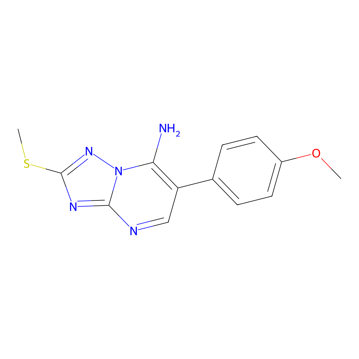 6-(4-Methoxyphenyl)-2-(methylsulfanyl)[1,2,4]triazolo[1,5-a]pyrimidin-7-amine molecular structure, CAS 338394-82-4