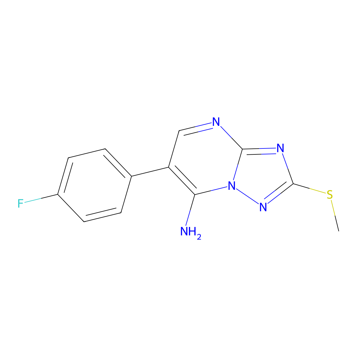6-(4-Fluorophenyl)-2-(methylsulfanyl)[1,2,4]triazolo[1,5-a]pyrimidin-7-amine molecular structure, CAS 338394-83-5