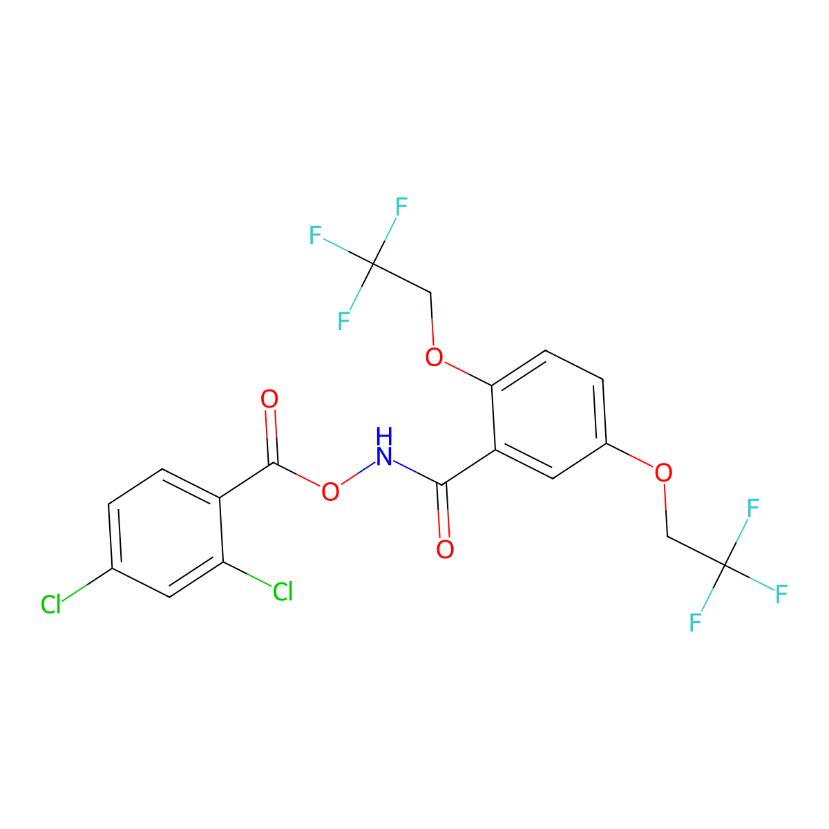 N-((2,4-dichlorobenzoyl)oxy)-2,5-bis(2,2,2-trifluoroethoxy)benzenecarboxamide molecular structure, CAS 338394-89-1