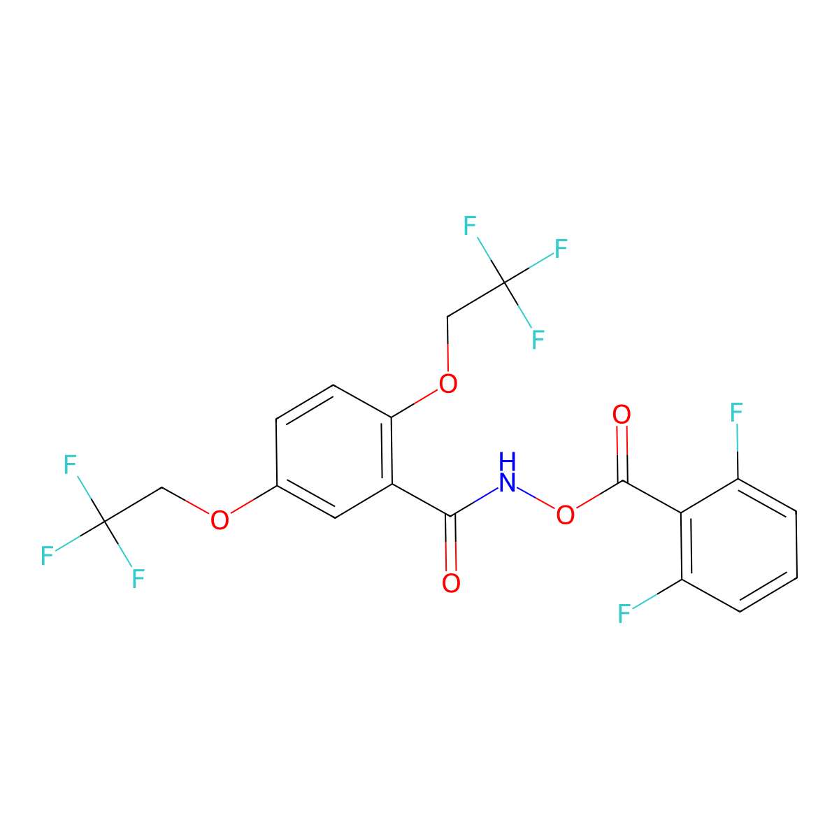 N-((2,6-difluorobenzoyl)oxy)-2,5-bis(2,2,2-trifluoroethoxy)benzenecarboxamide molecular structure, CAS 338394-90-4