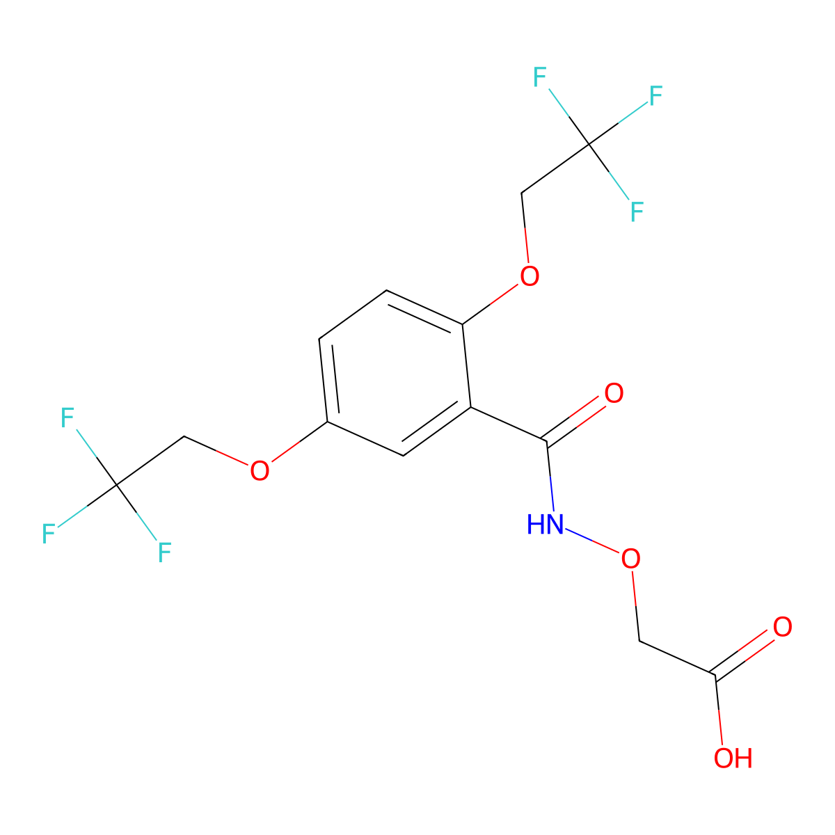 2-({[2,5-Bis(2,2,2-trifluoroethoxy)benzoyl]amino}oxy)acetic acid molecular structure, CAS 338394-91-5