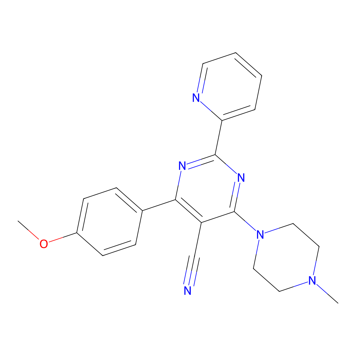 4-(4-Methoxyphenyl)-6-(4-methylpiperazino)-2-(2-pyridinyl)-5-pyrimidinecarbonitrile molecular structure, CAS 338394-98-2