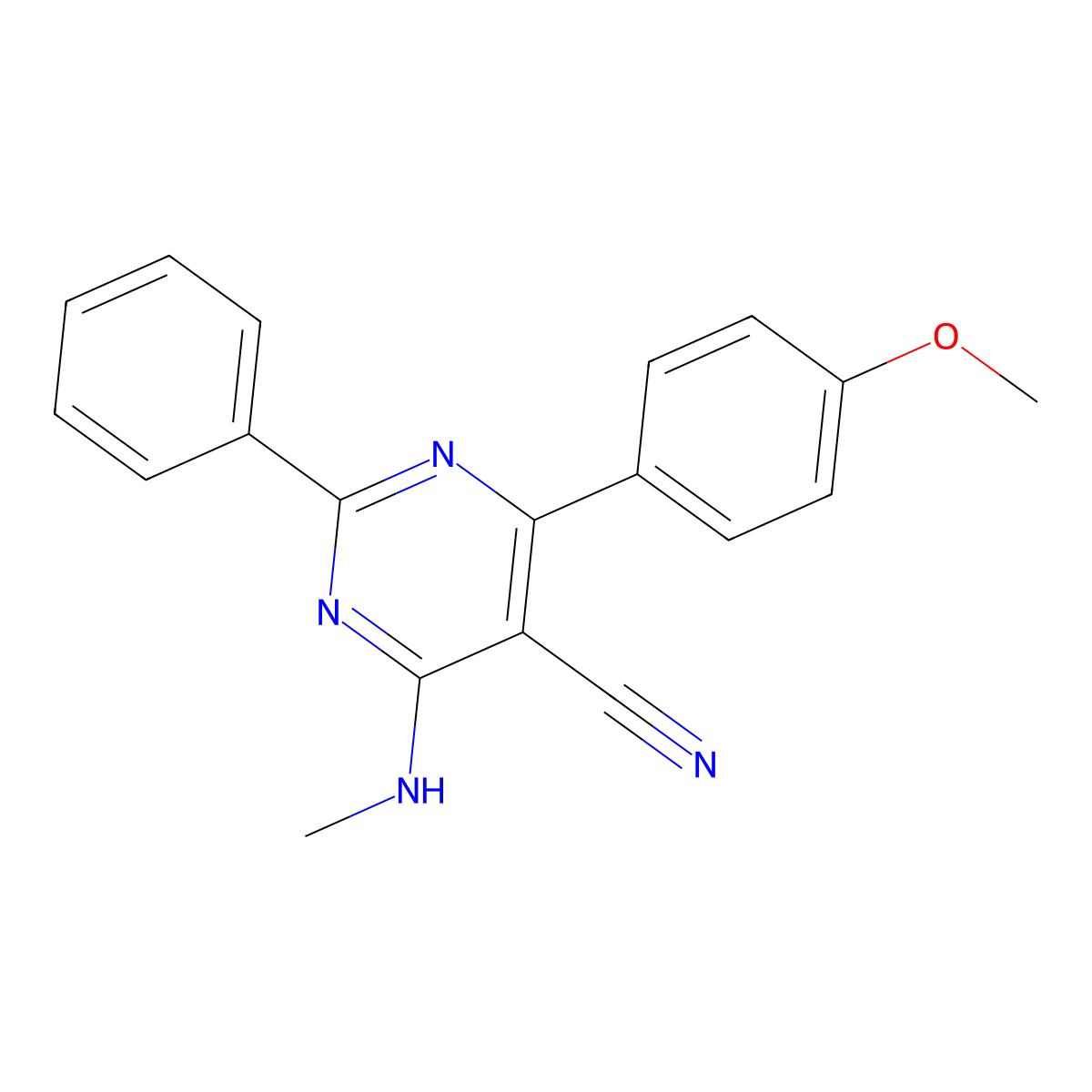 4-(4-Methoxyphenyl)-6-(methylamino)-2-phenyl-5-pyrimidinecarbonitrile molecular structure, CAS 338395-04-3
