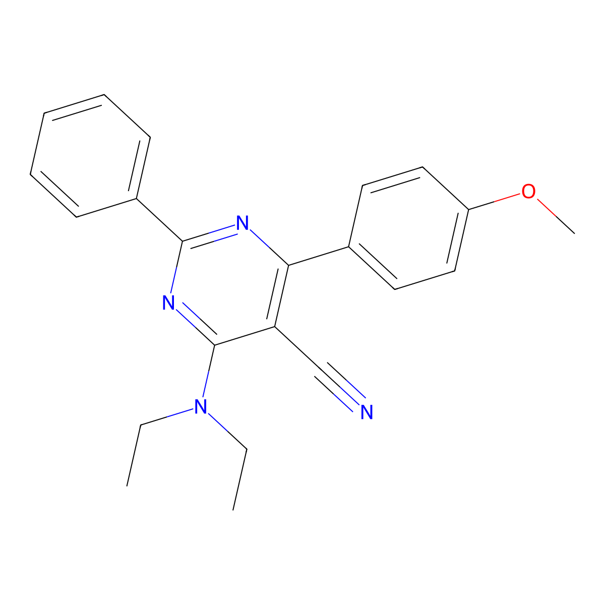 4-(Diethylamino)-6-(4-methoxyphenyl)-2-phenyl-5-pyrimidinecarbonitrile molecular structure, CAS 338395-08-7
