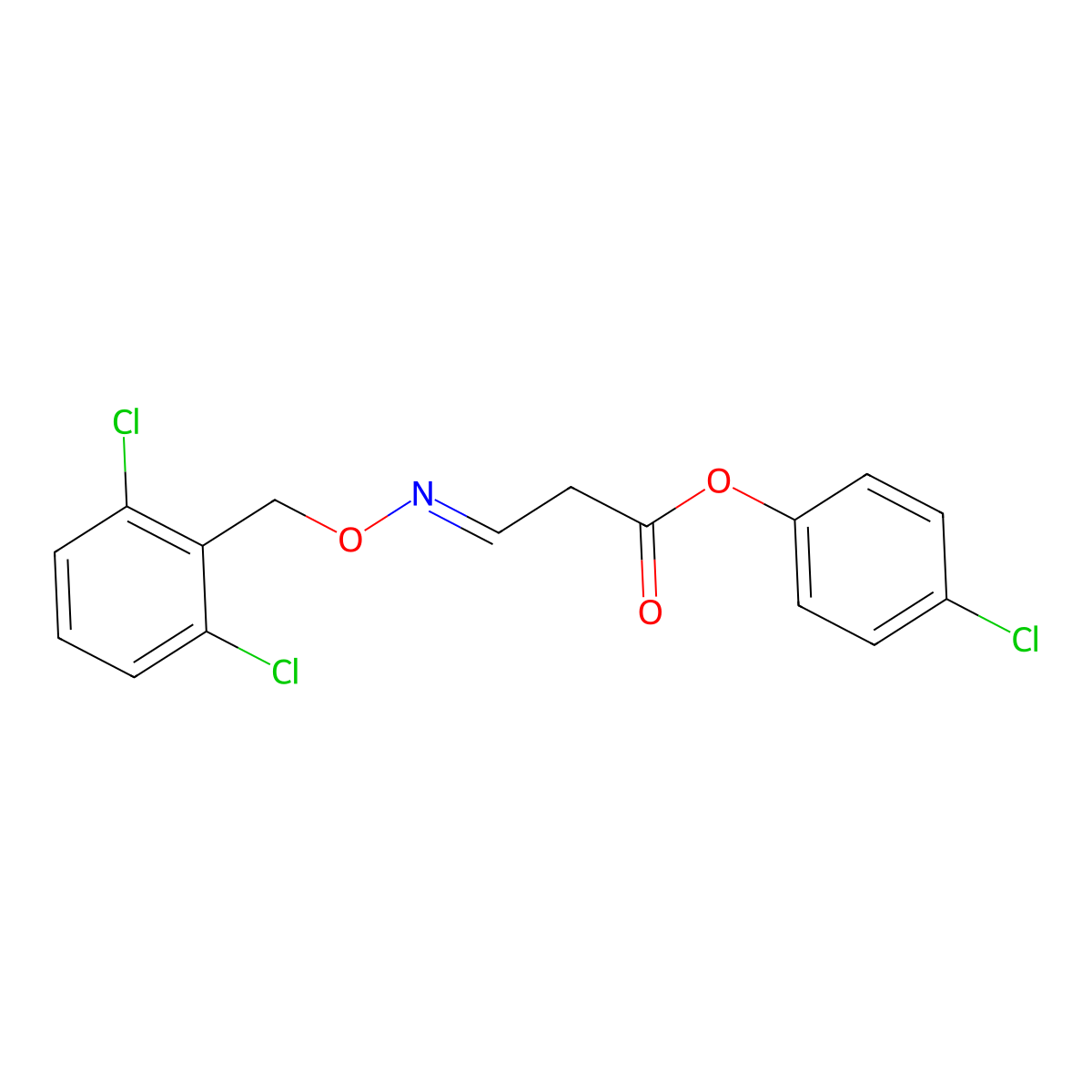 4-Chlorophenyl 3-{[(2,6-dichlorobenzyl)oxy]imino}propanoate molecular structure, CAS 338395-23-6