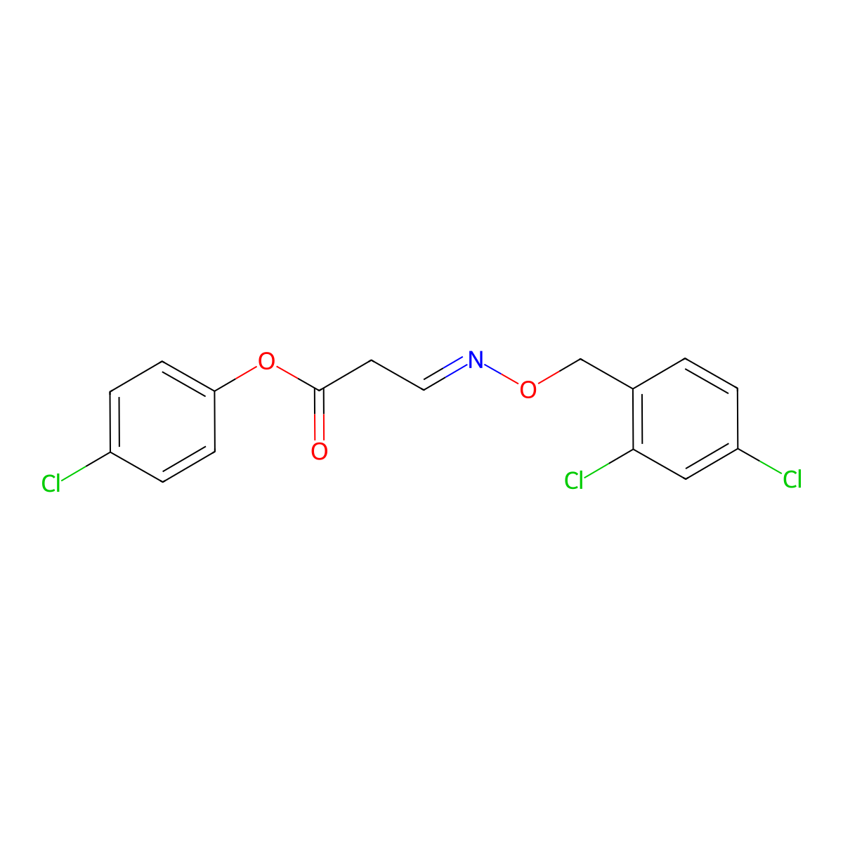 4-Chlorophenyl 3-{[(2,4-dichlorobenzyl)oxy]imino}propanoate molecular structure, CAS 338395-24-7