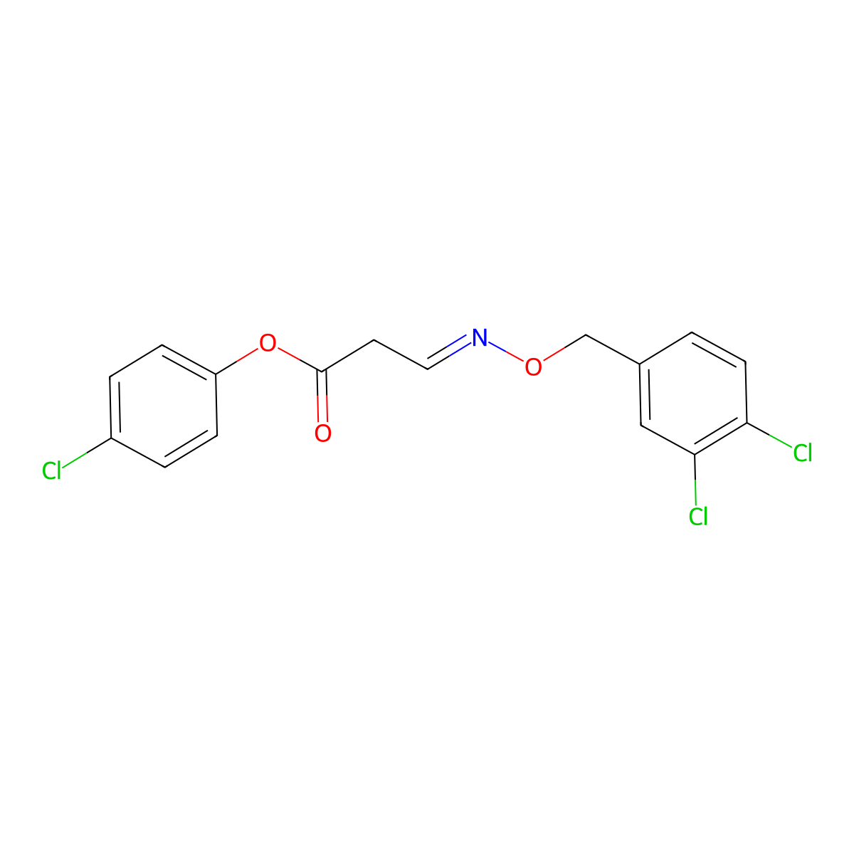 4-Chlorophenyl 3-{[(3,4-dichlorobenzyl)oxy]imino}propanoate molecular structure, CAS 338395-25-8