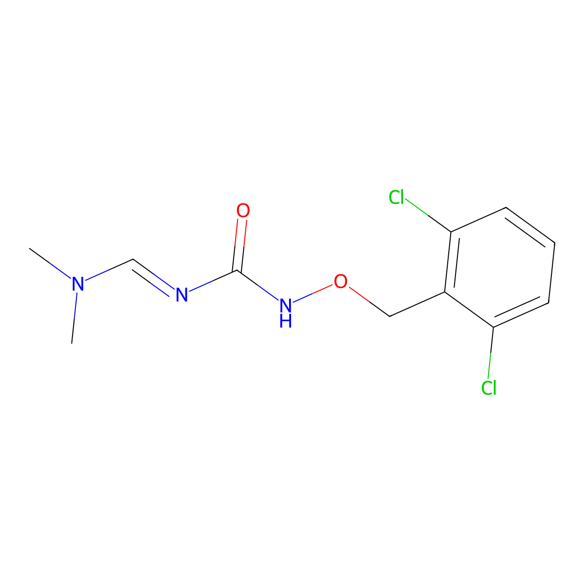 (E)-N'-(2,6-Dichlorobenzyloxycarbamoyl)-N,N-dimethylformimidamide molecular structure, CAS 338395-27-0