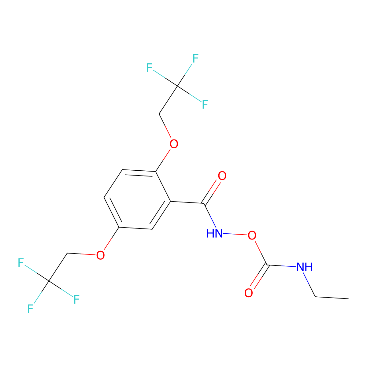 N-{[(ethylamino)carbonyl]oxy}-2,5-bis(2,2,2-trifluoroethoxy)benzenecarboxamide molecular structure, CAS 338395-38-3