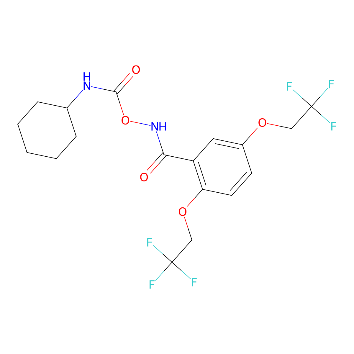 [[2,5-bis(2,2,2-trifluoroethoxy)benzoyl]amino] N-cyclohexylcarbamate molecular structure, CAS 338395-39-4
