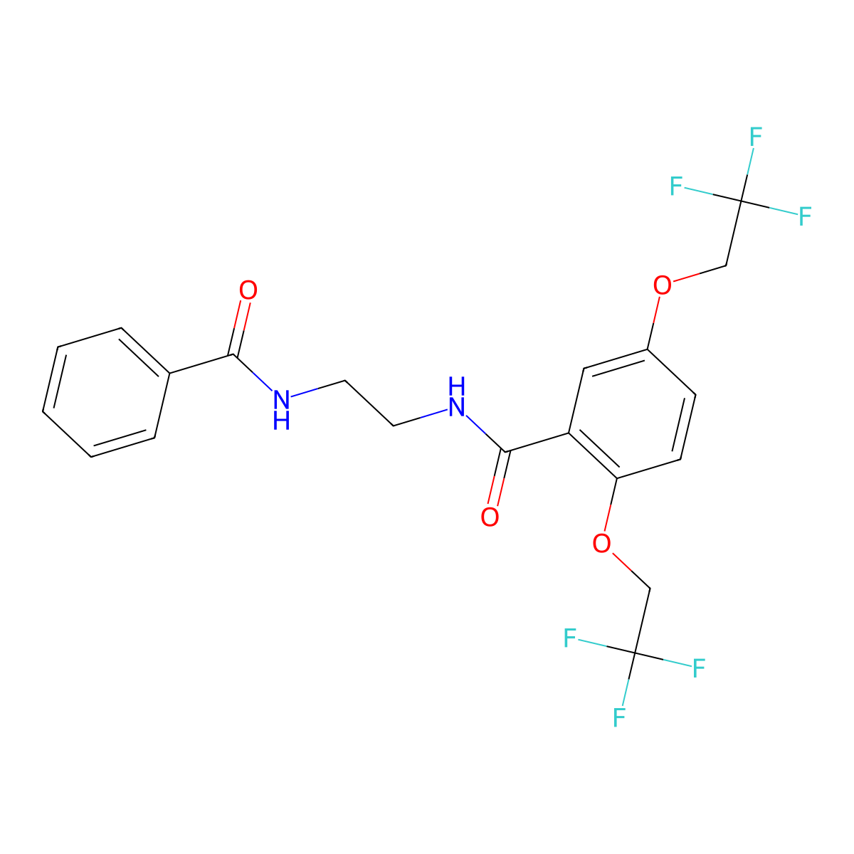 N-(2-benzamidoethyl)-2,5-bis(2,2,2-trifluoroethoxy)benzamide molecular structure, CAS 338395-41-8