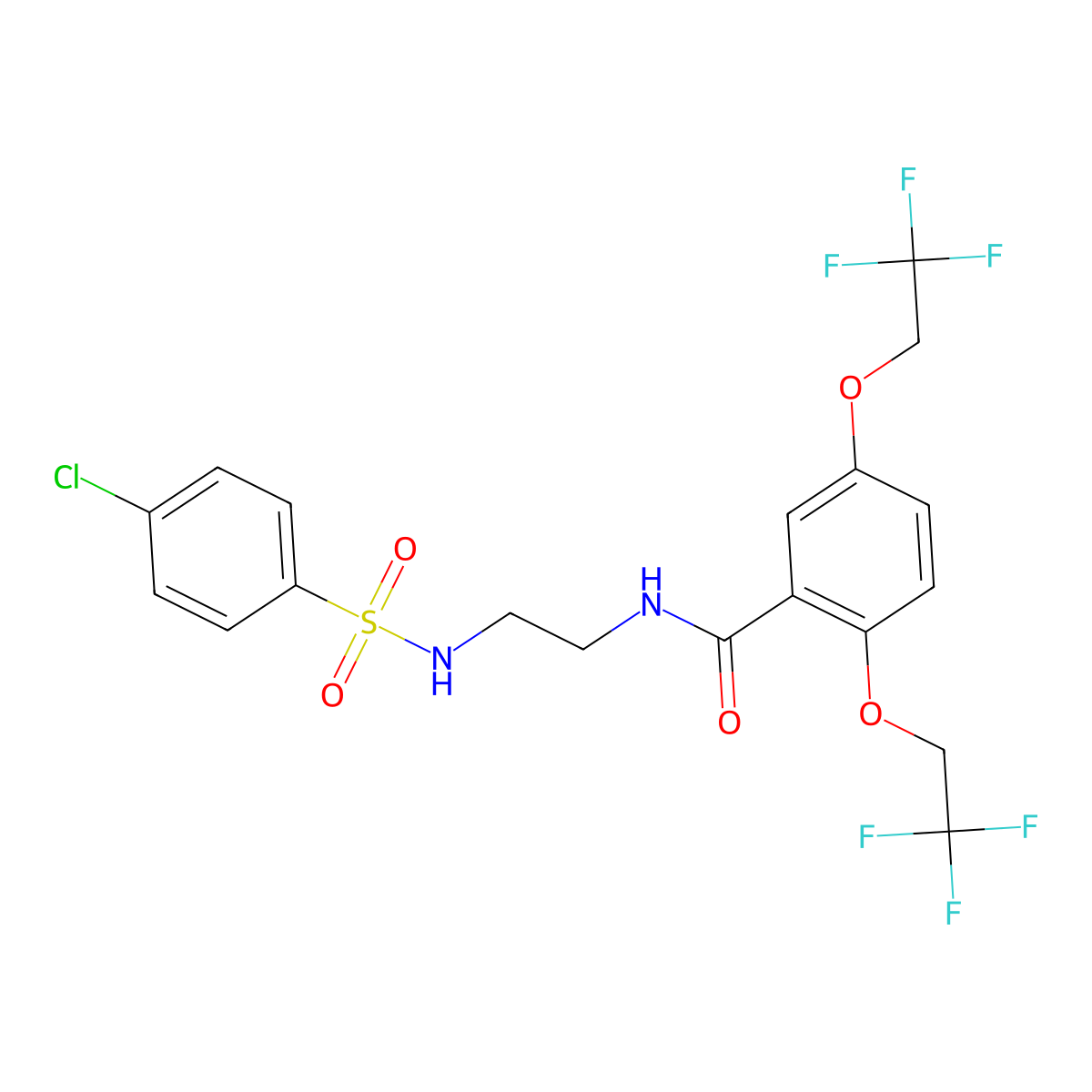 N-(2-{[(4-chlorophenyl)sulfonyl]amino}ethyl)-2,5-bis(2,2,2-trifluoroethoxy)benzenecarboxamide molecular structure, CAS 338395-42-9