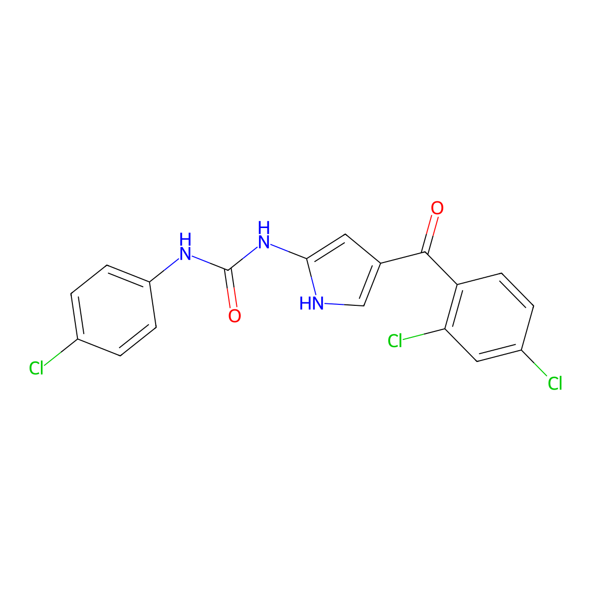 1-(4-chlorophenyl)-3-[4-(2,4-dichlorobenzoyl)-1H-pyrrol-2-yl]urea molecular structure, CAS 338395-49-6