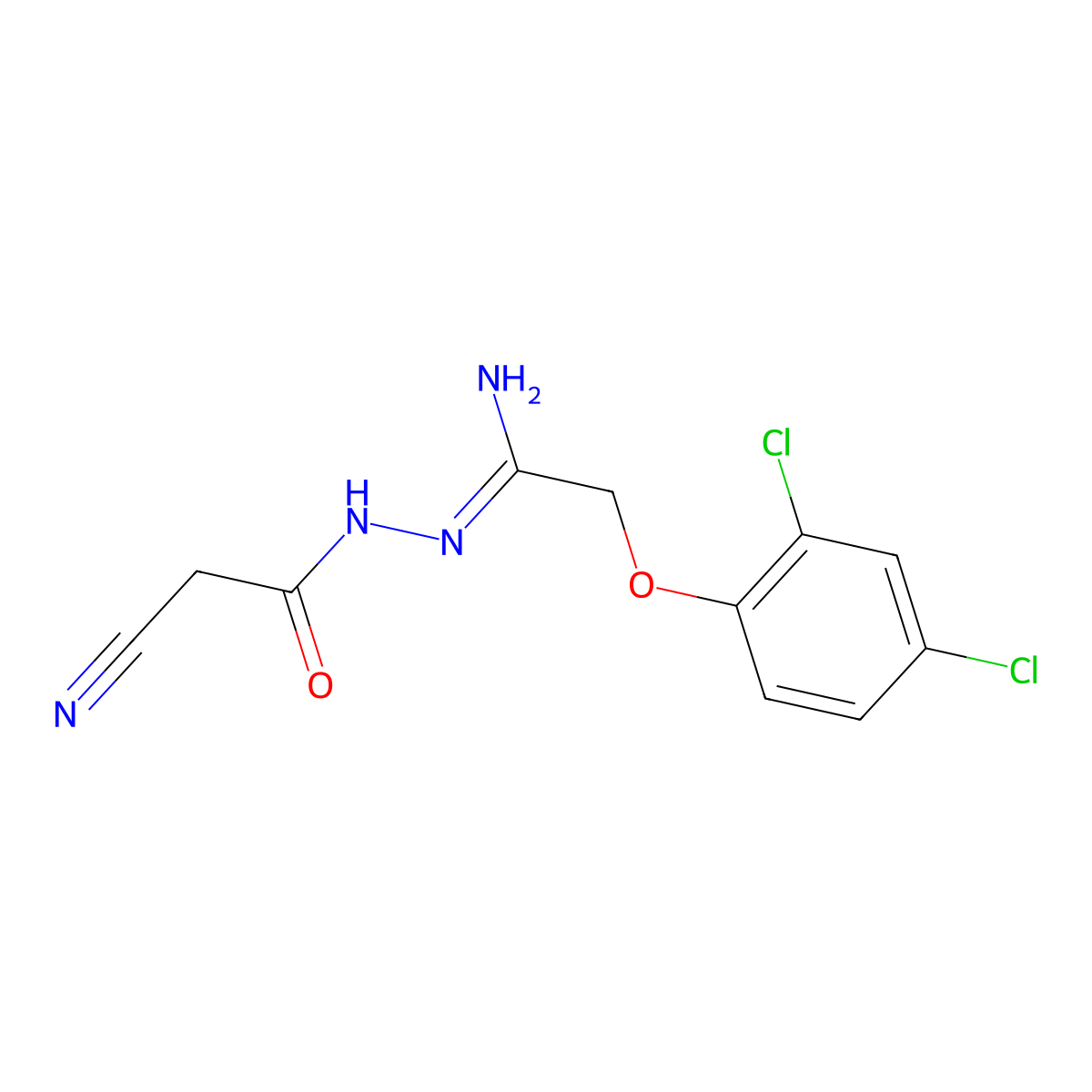 N'-(2-cyanoacetyl)-2-(2,4-dichlorophenoxy)ethanehydrazonamide molecular structure, CAS 338395-56-5
