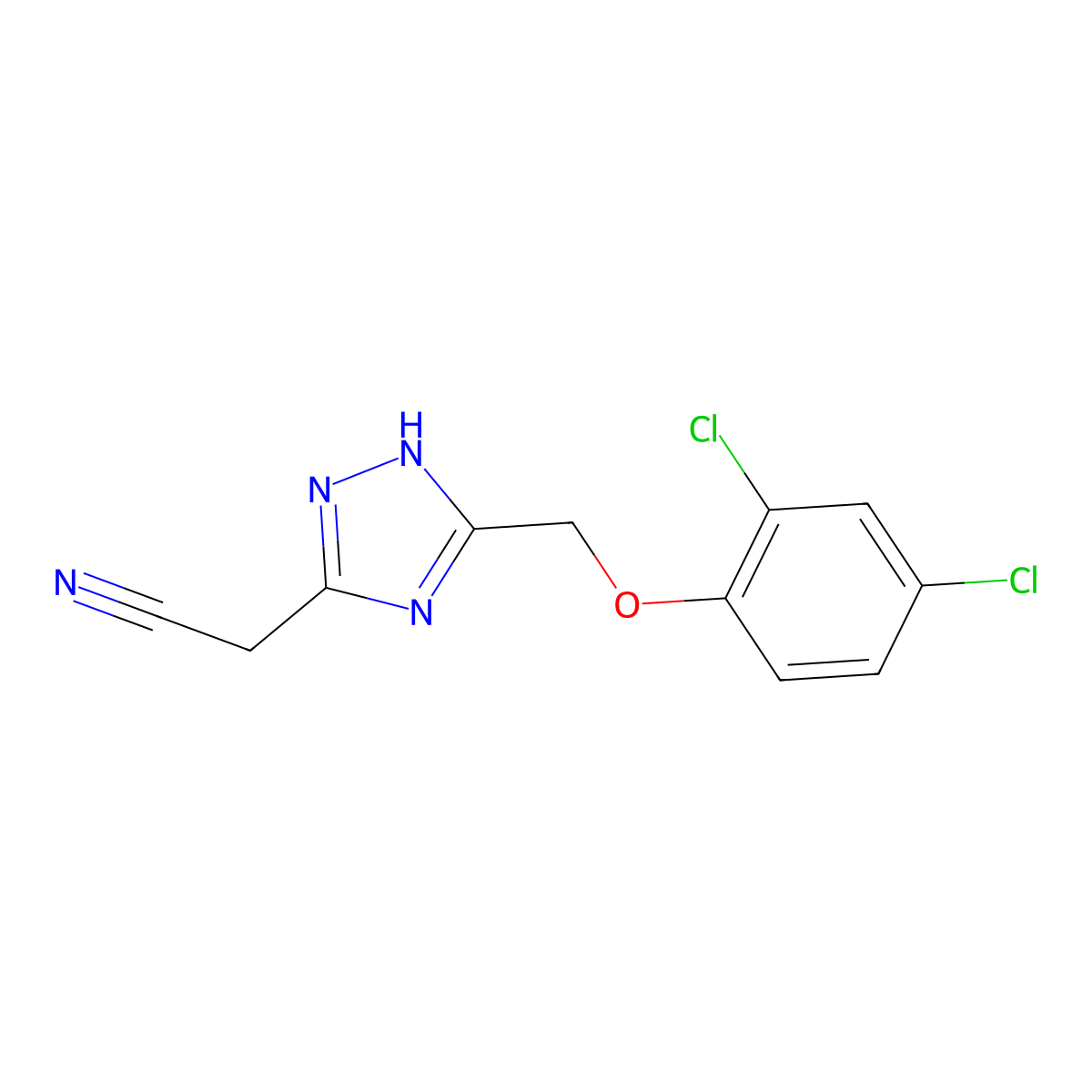 2-{3-[(2,4-dichlorophenoxy)methyl]-1H-1,2,4-triazol-5-yl}acetonitrile molecular structure, CAS 338395-57-6