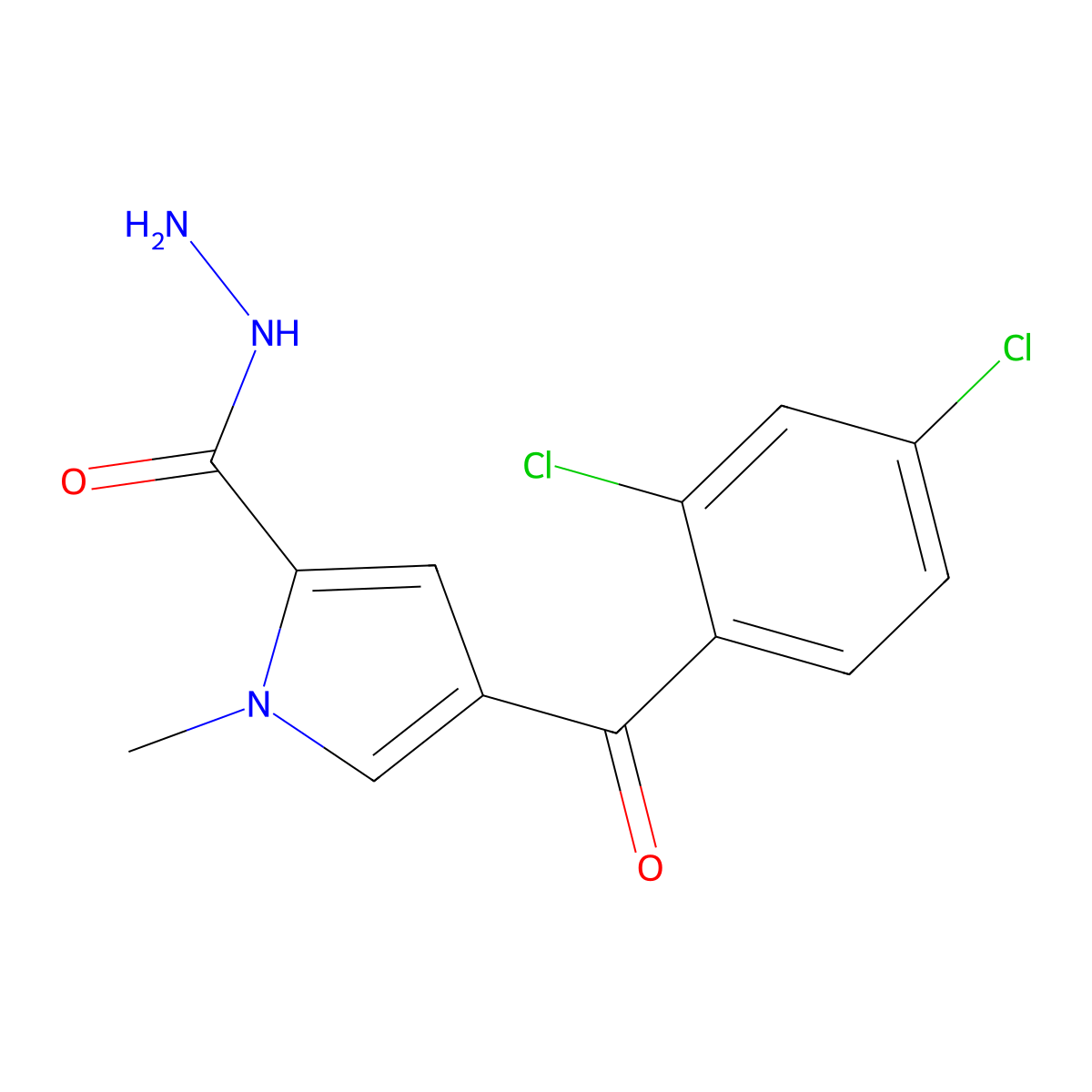 4-(2,4-dichlorobenzoyl)-1-methyl-1H-pyrrole-2-carbohydrazide molecular structure, CAS 338395-66-7