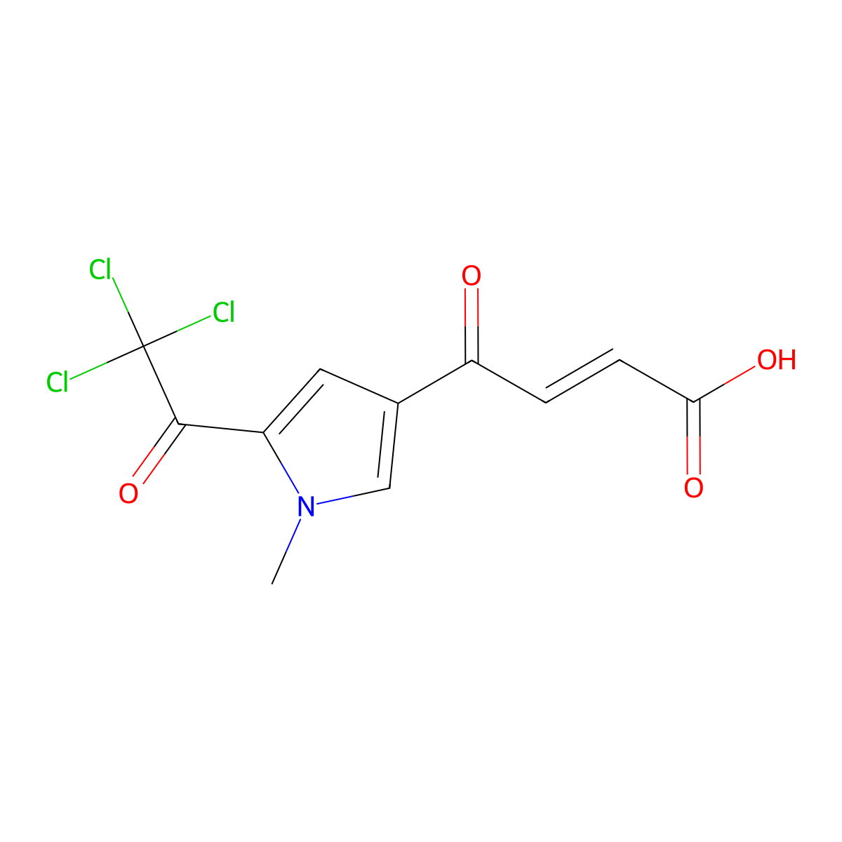 (2E)-4-[1-methyl-5-(2,2,2-trichloroacetyl)-1H-pyrrol-3-yl]-4-oxobut-2-enoic acid molecular structure, CAS 338395-79-2