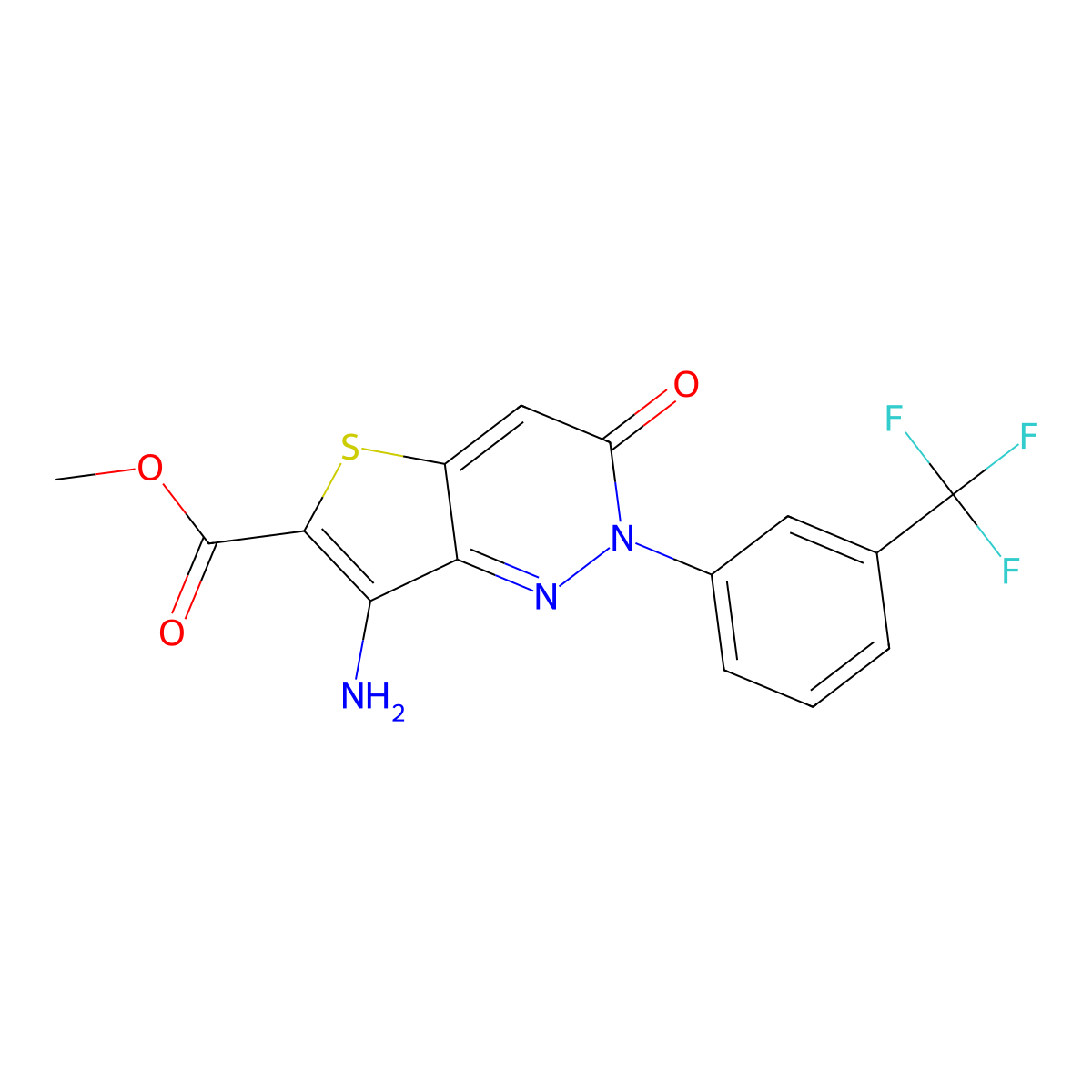 Methyl 7-amino-3-oxo-2-[3-(trifluoromethyl)phenyl]-2,3-dihydrothieno[3,2-c]pyridazine-6-carboxylate molecular structure, CAS 338395-81-6