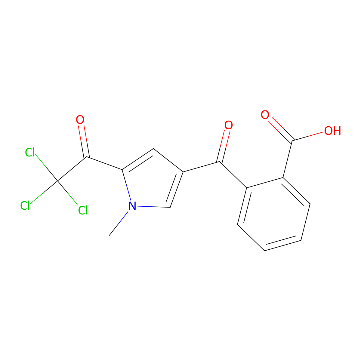 2-{[1-methyl-5-(2,2,2-trichloroacetyl)-1H-pyrrol-3-yl]carbonyl}benzenecarboxylic acid molecular structure, CAS 338395-82-7