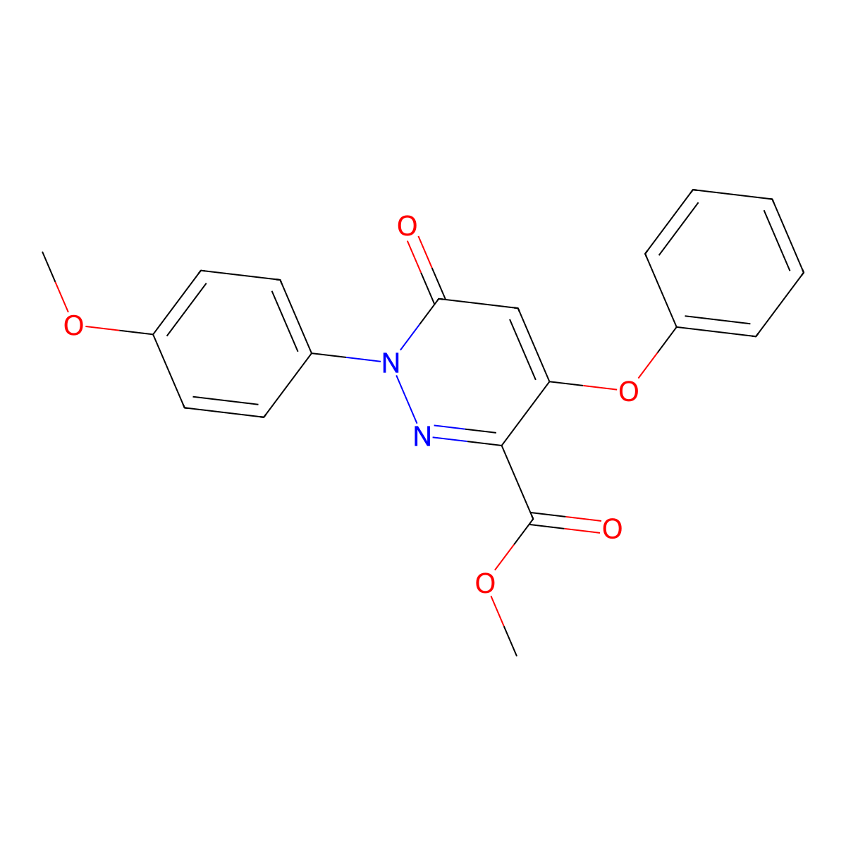 Methyl 1-(4-methoxyphenyl)-6-oxo-4-phenoxy-1,6-dihydro-3-pyridazinecarboxylate molecular structure, CAS 338395-85-0
