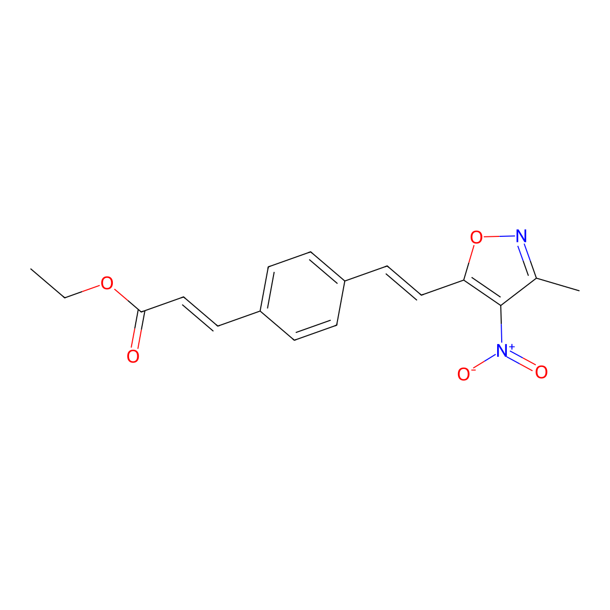 Ethyl 3-{4-[2-(3-methyl-4-nitro-5-isoxazolyl)vinyl]phenyl}acrylate molecular structure, CAS 338395-86-1