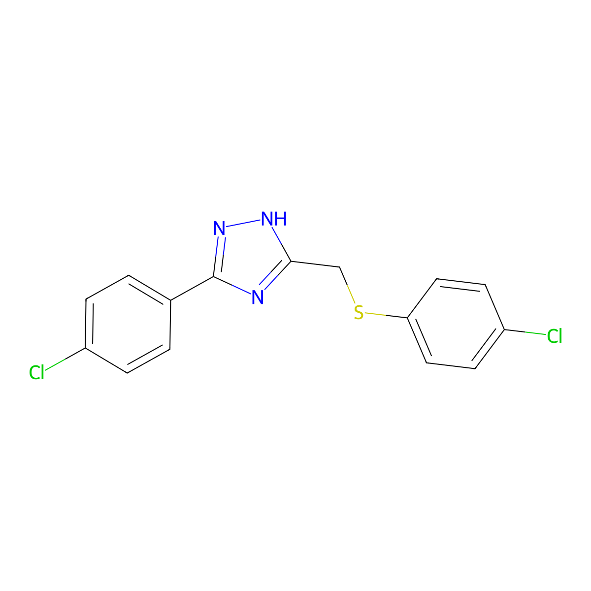 5-(4-chlorophenyl)-3-{[(4-chlorophenyl)sulfanyl]methyl}-1H-1,2,4-triazole molecular structure, CAS 338395-90-7