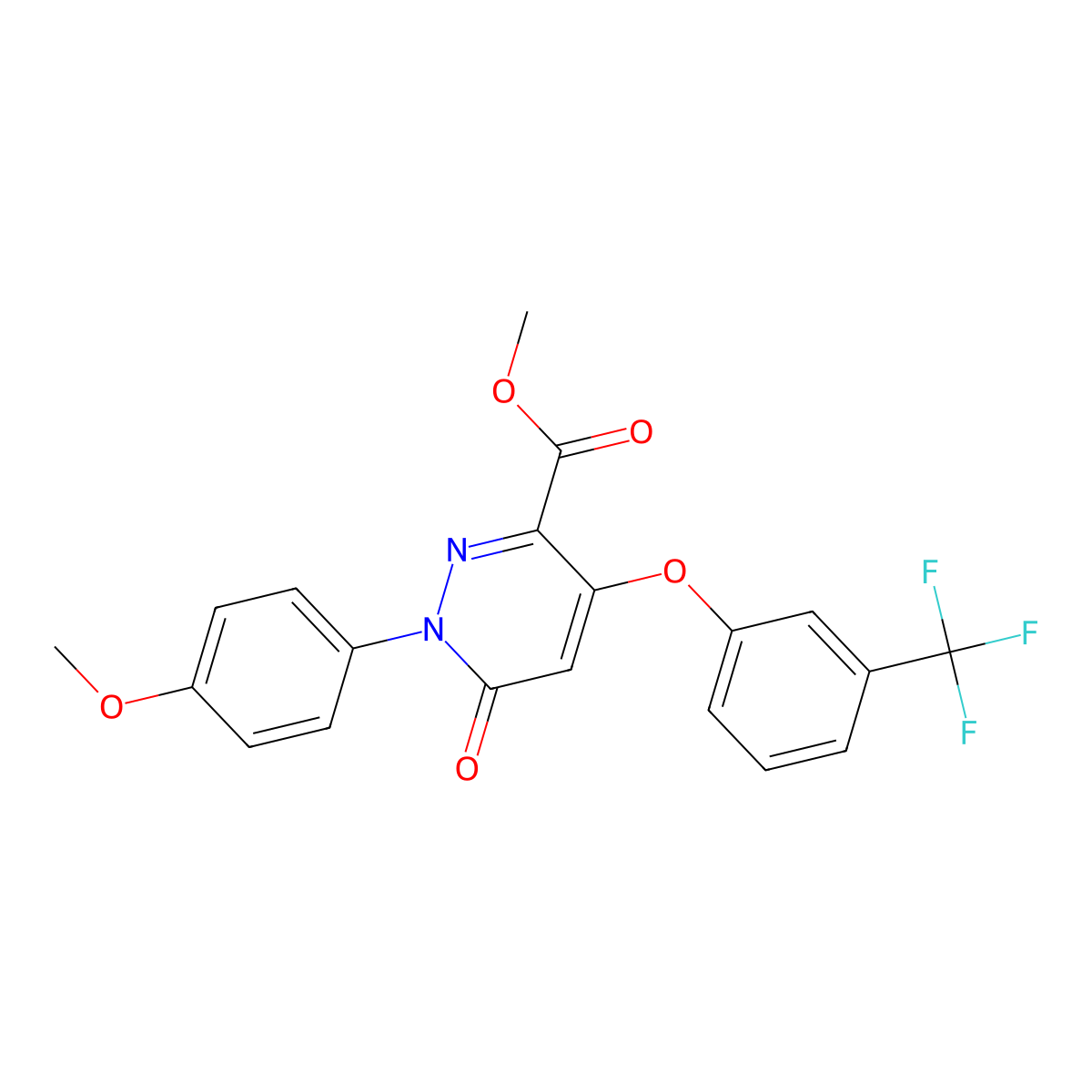 Methyl 1-(4-methoxyphenyl)-6-oxo-4-[3-(trifluoromethyl)phenoxy]pyridazine-3-carboxylate molecular structure, CAS 338395-96-3