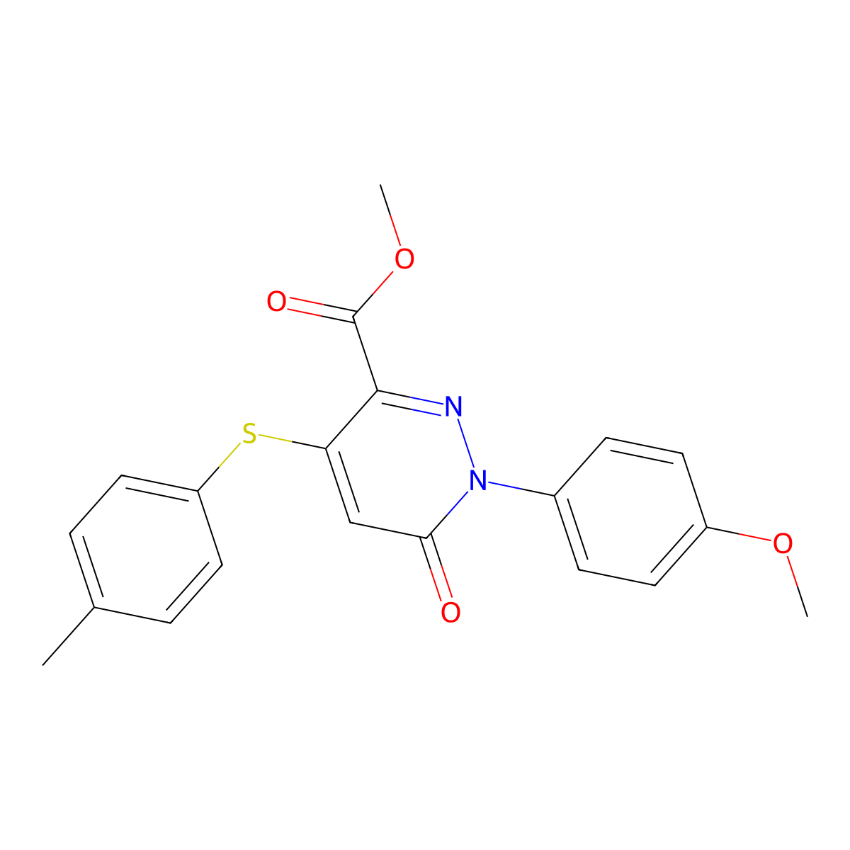 1-(4-Methoxyphenyl)-4-[(4-methylphenyl)thio]-6-oxo-3-pyridazinecarboxylic acid methyl ester molecular structure, CAS 338395-97-4