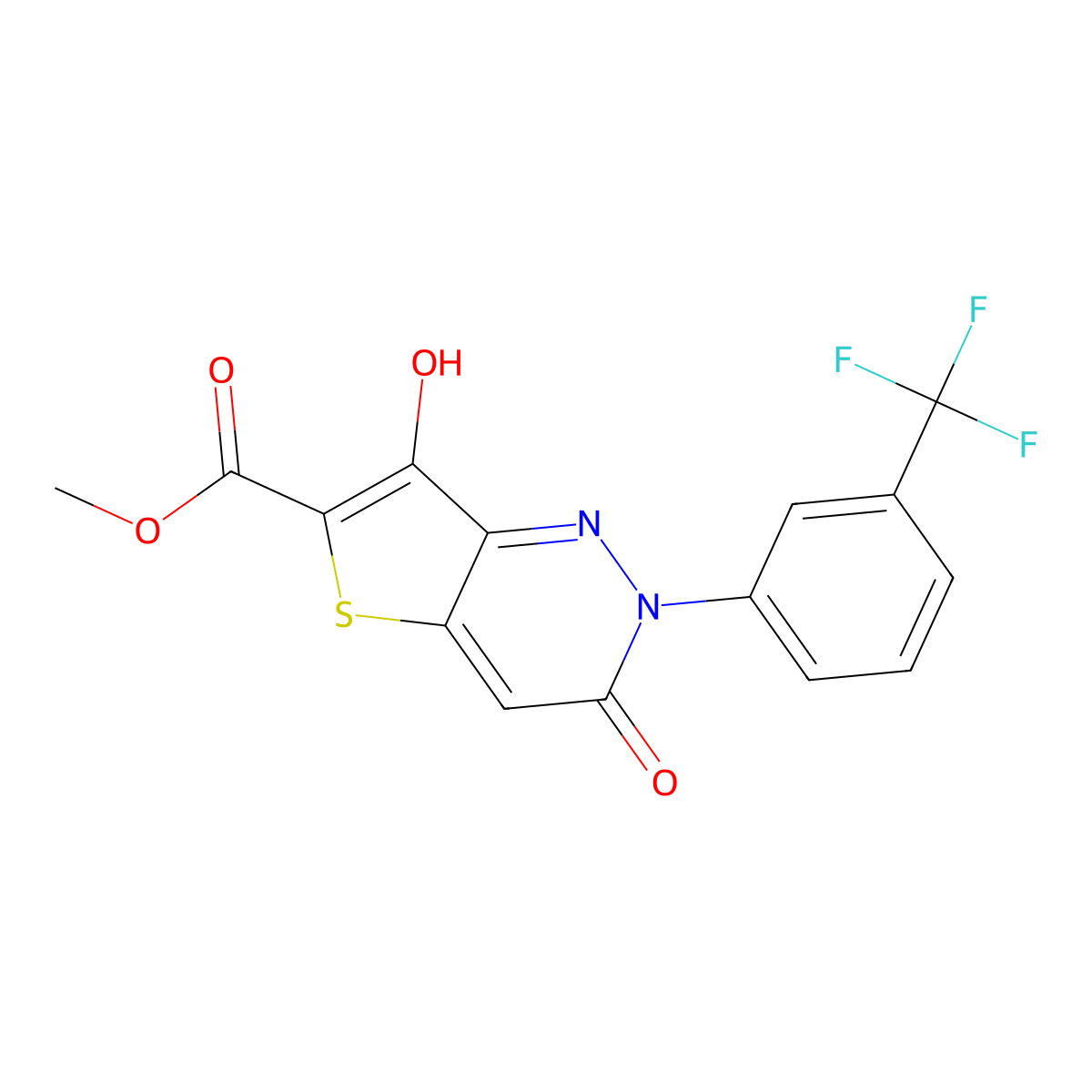 Methyl 7-hydroxy-3-oxo-2-[3-(trifluoromethyl)phenyl]-2,3-dihydrothieno[3,2-c]pyridazine-6-carboxylate molecular structure, CAS 338396-01-3