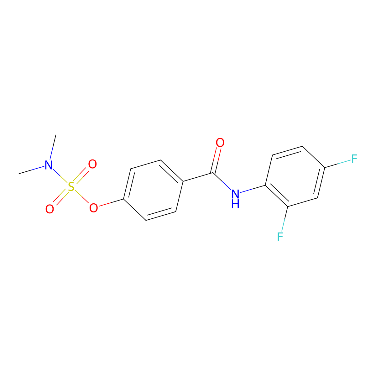 4-[(2,4-difluoroanilino)carbonyl]phenyl-N,N-dimethylsulfamate molecular structure, CAS 338396-19-3