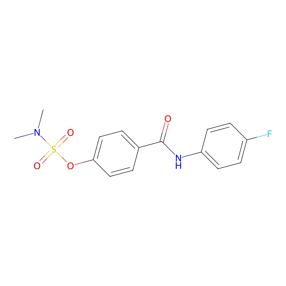 4-[(4-fluoroanilino)carbonyl]phenyl-N,N-dimethylsulfamate molecular structure, CAS 338396-24-0