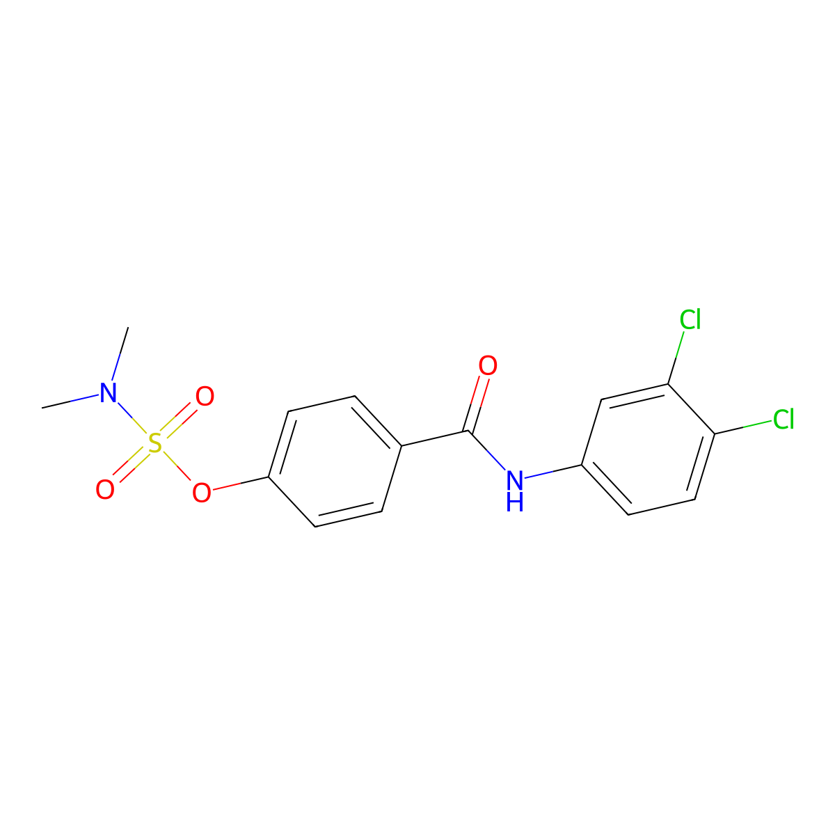 4-[(3,4-dichloroanilino)carbonyl]phenyl-N,N-dimethylsulfamate molecular structure, CAS 338396-25-1